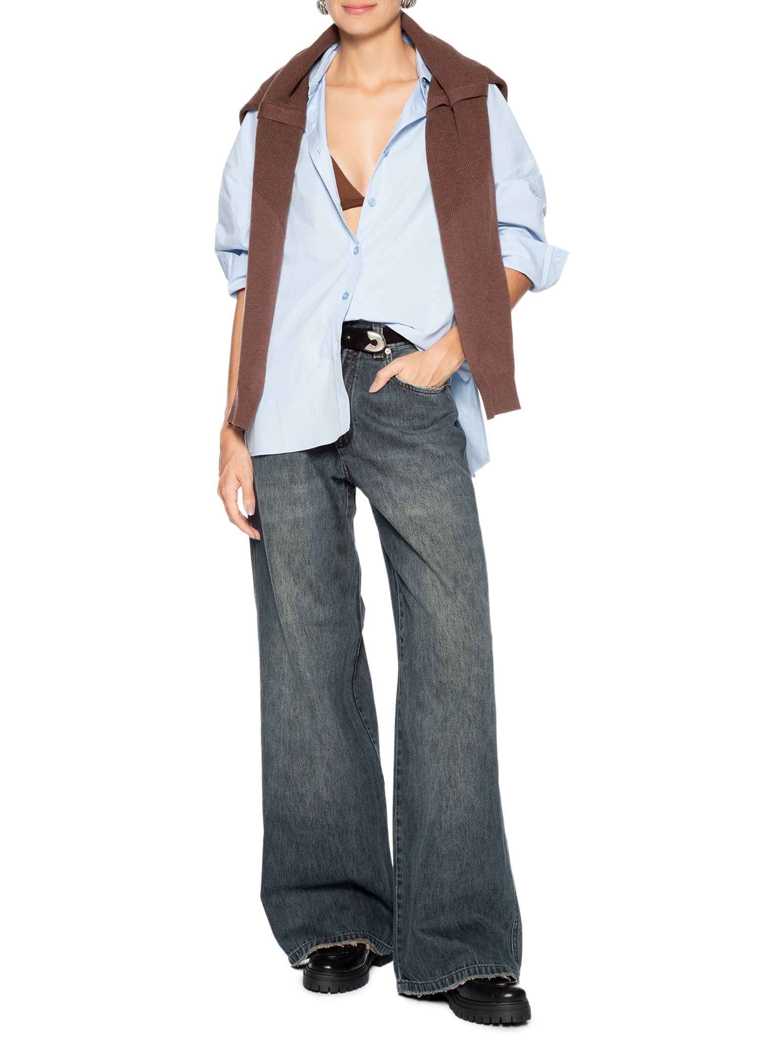 Calça Jeans Feminina Wide Leg New Basic Azul Animale Jeans