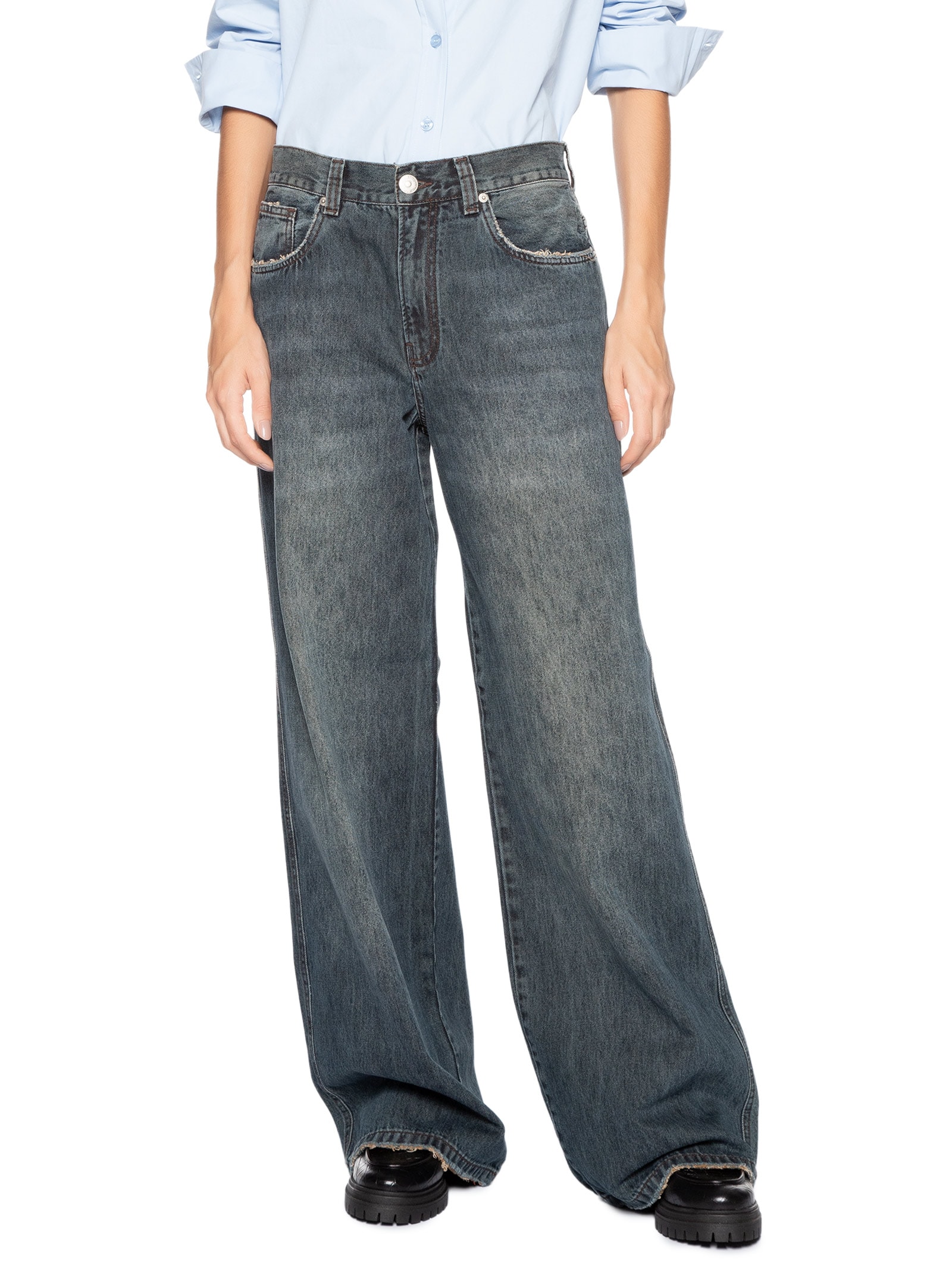 Calça Jeans Feminina Wide Leg New Basic Azul Animale Jeans