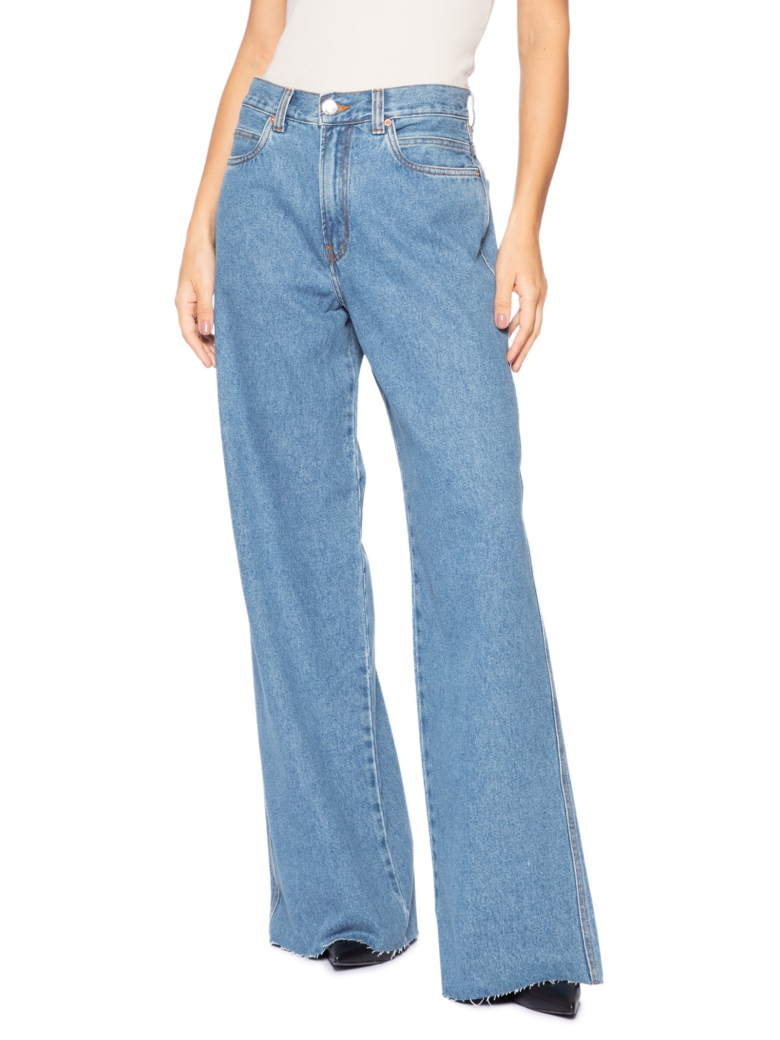 Calça Jeans Feminina Wide Leg New Basic Azul Animale Jeans