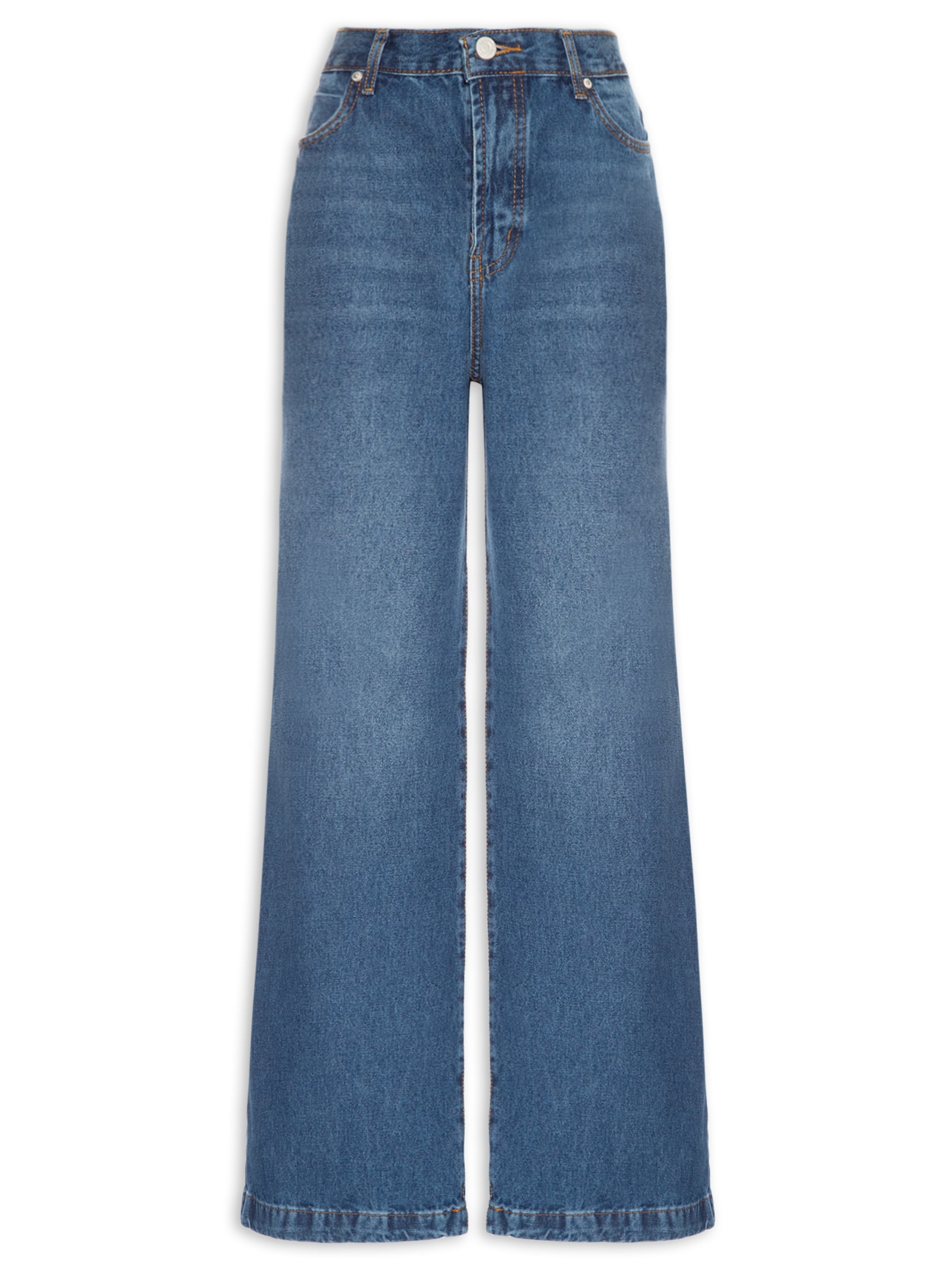 Calça Jeans Feminina Wide Leg Obsessão Azul Cantão