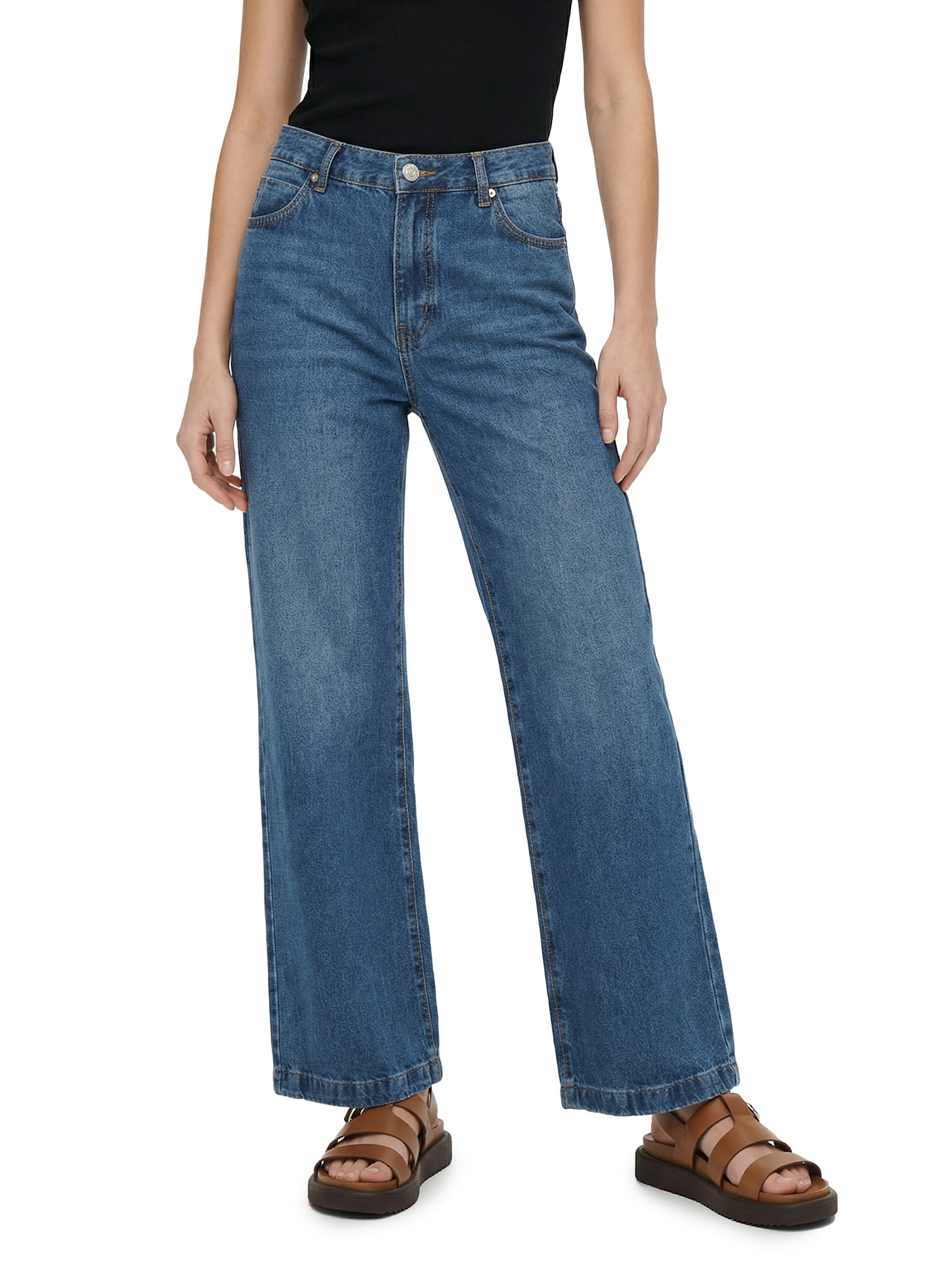 Calça Jeans Feminina Wide Leg Obsessão Azul Cantão