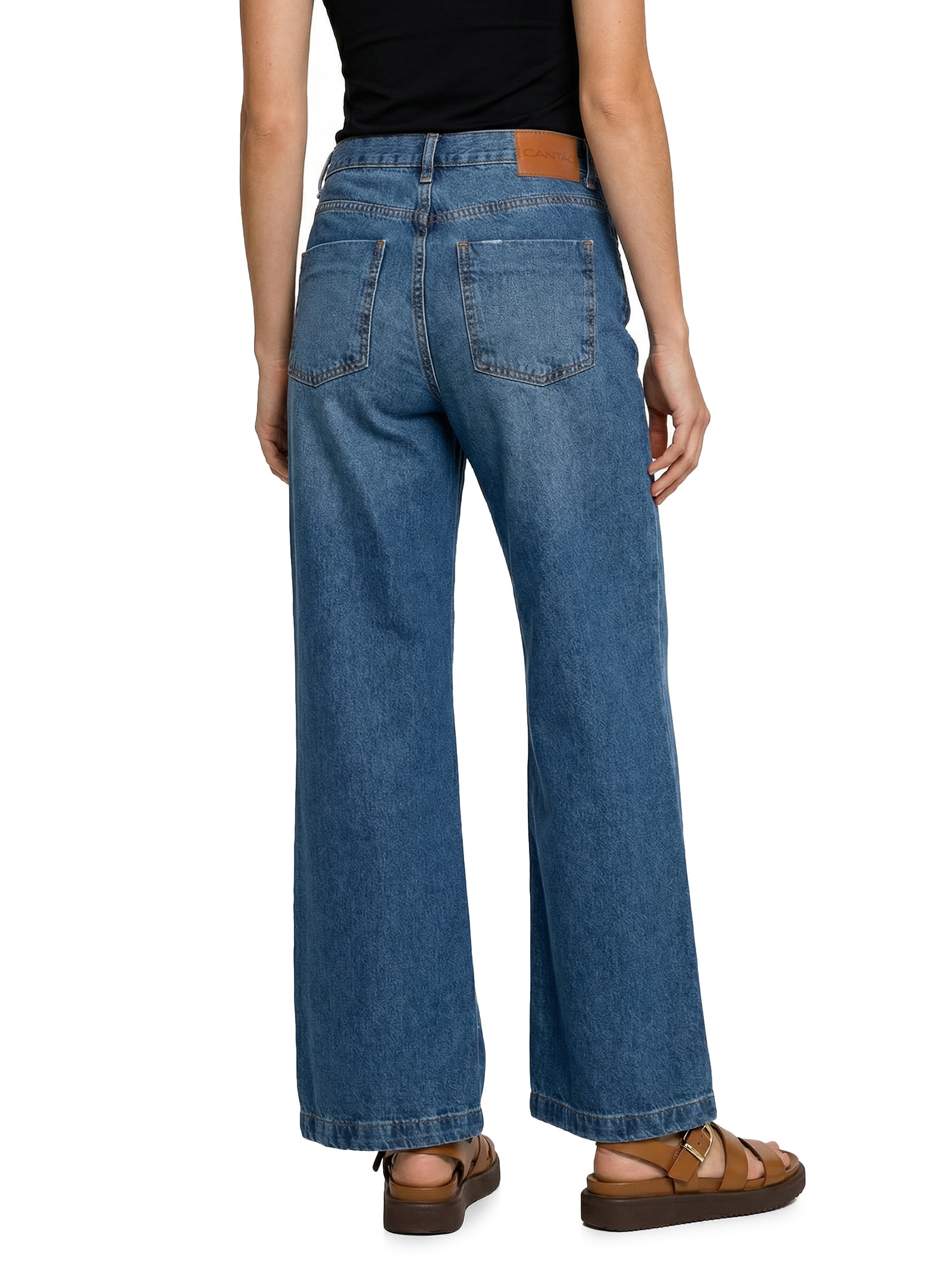 Calça Jeans Feminina Wide Leg Obsessão Azul Cantão