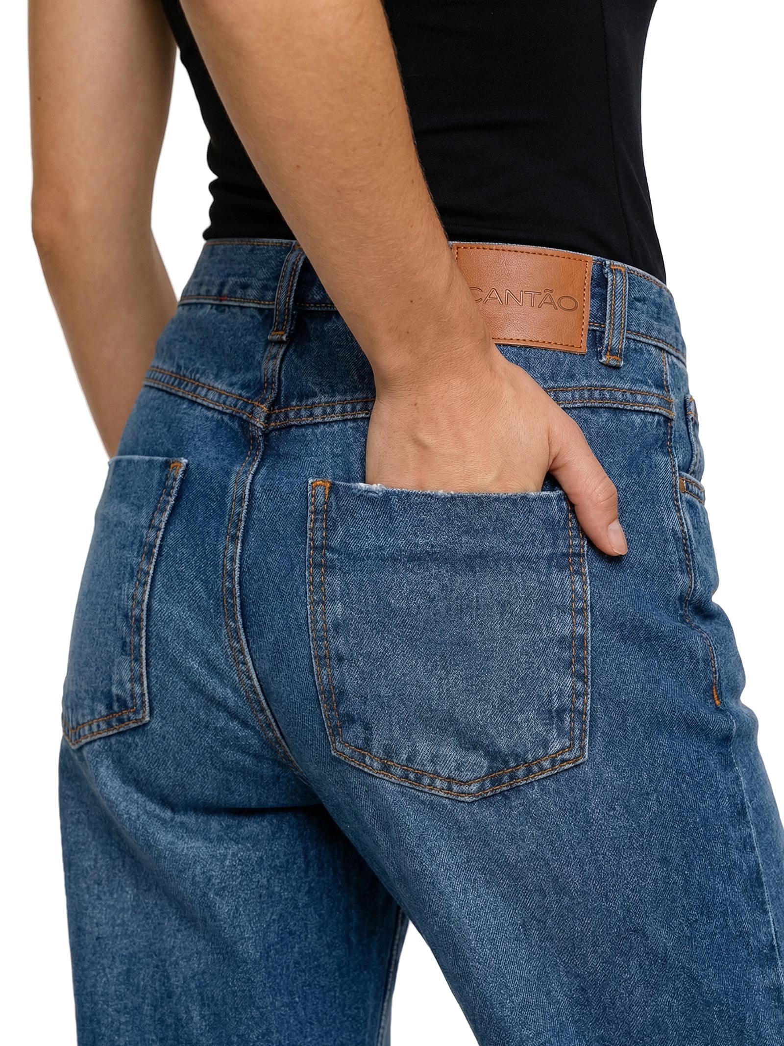 Calça Jeans Feminina Wide Leg Obsessão Azul Cantão