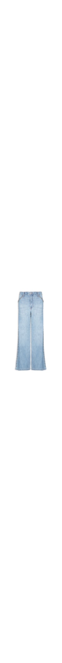 Calça Jeans Feminina Wide Leg Rebites Laterais - Azul