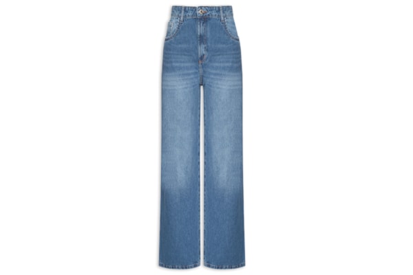 Calça Jeans Feminina Wide Leg Super High - Azul
