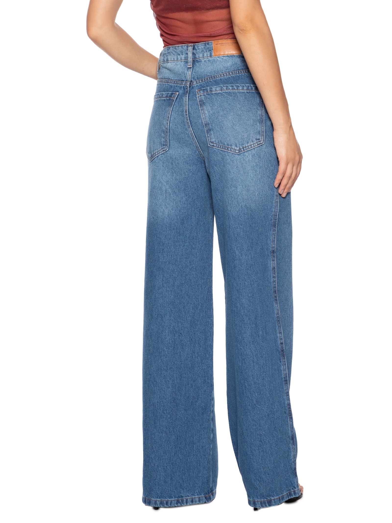 Calça Jeans Feminina Wide Leg Super High Azul My Favorite