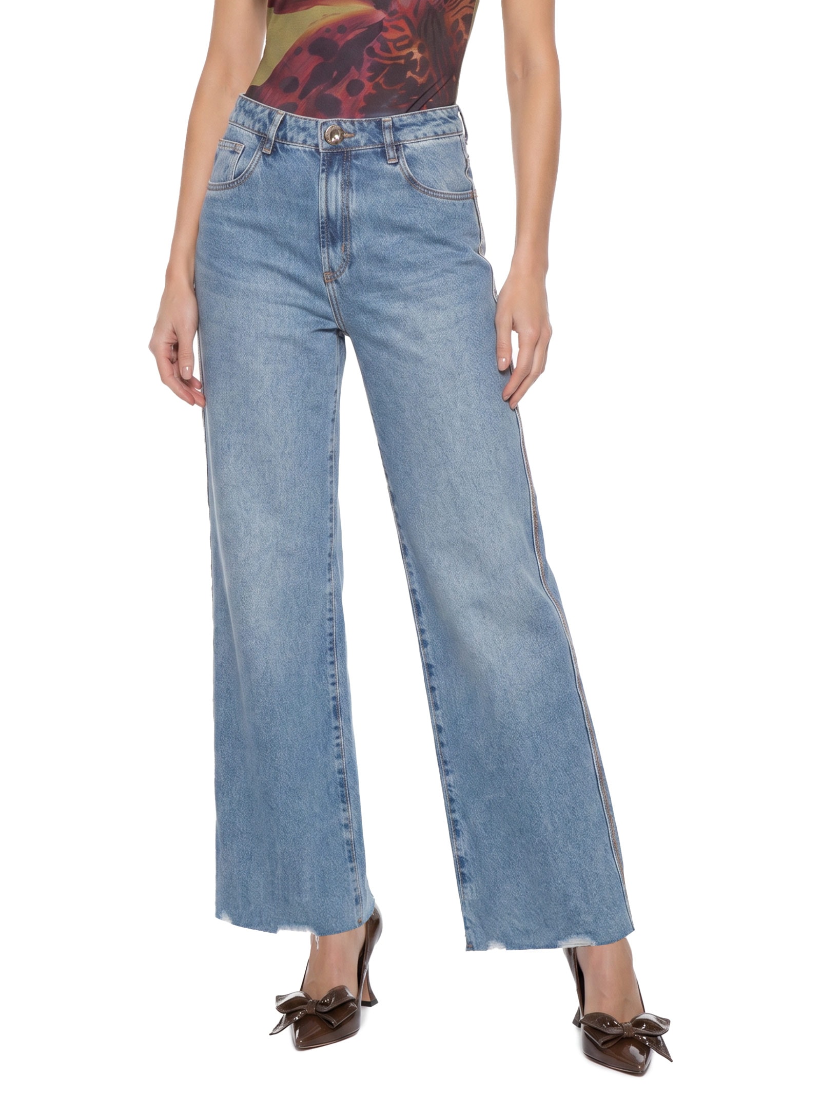 Calça Jeans Feminina Wide Leg – Azul Lança Perfume