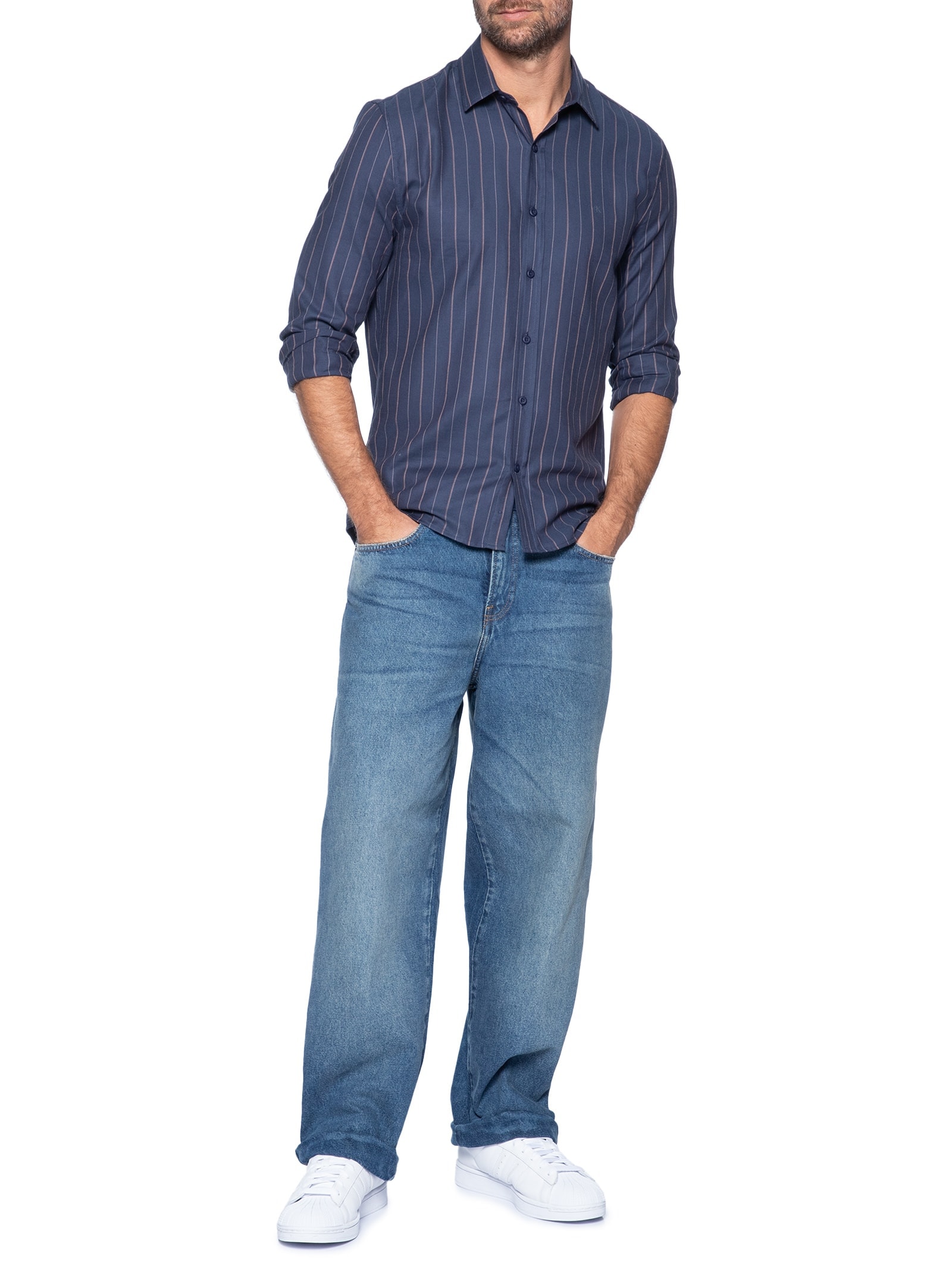 Calça Jeans Masculina Baggy 5 Pockets Azul Calvin Klein Jeans