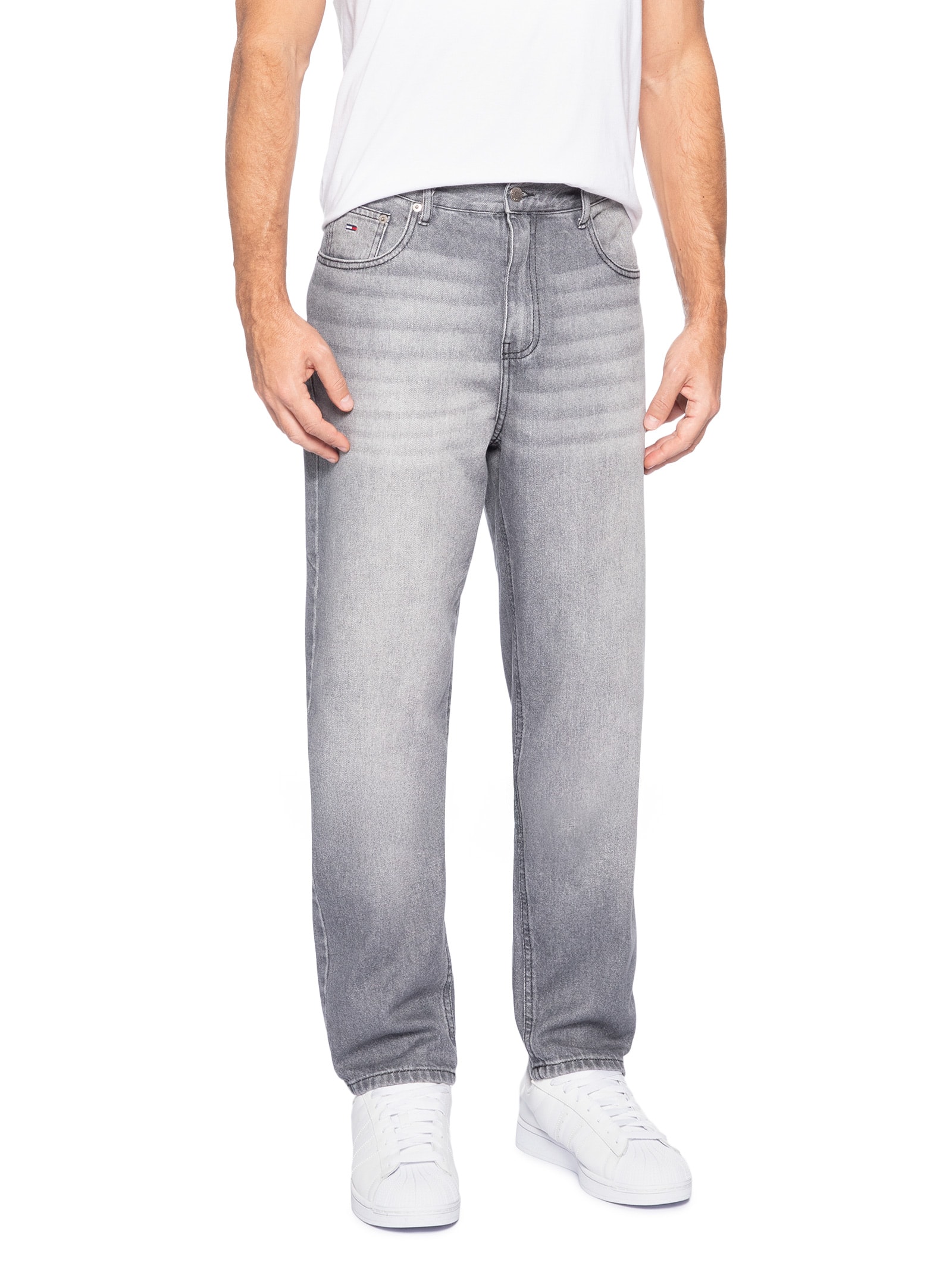 Calça Jeans Masculina Regular Tapped Fit Sonny Cinza Tommy Jeans