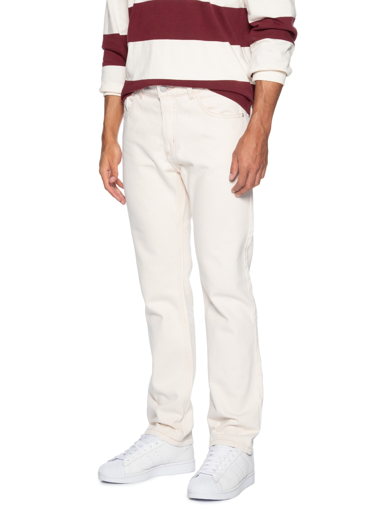 Calça Jeans Masculina Reta De Sarja Branco Hering