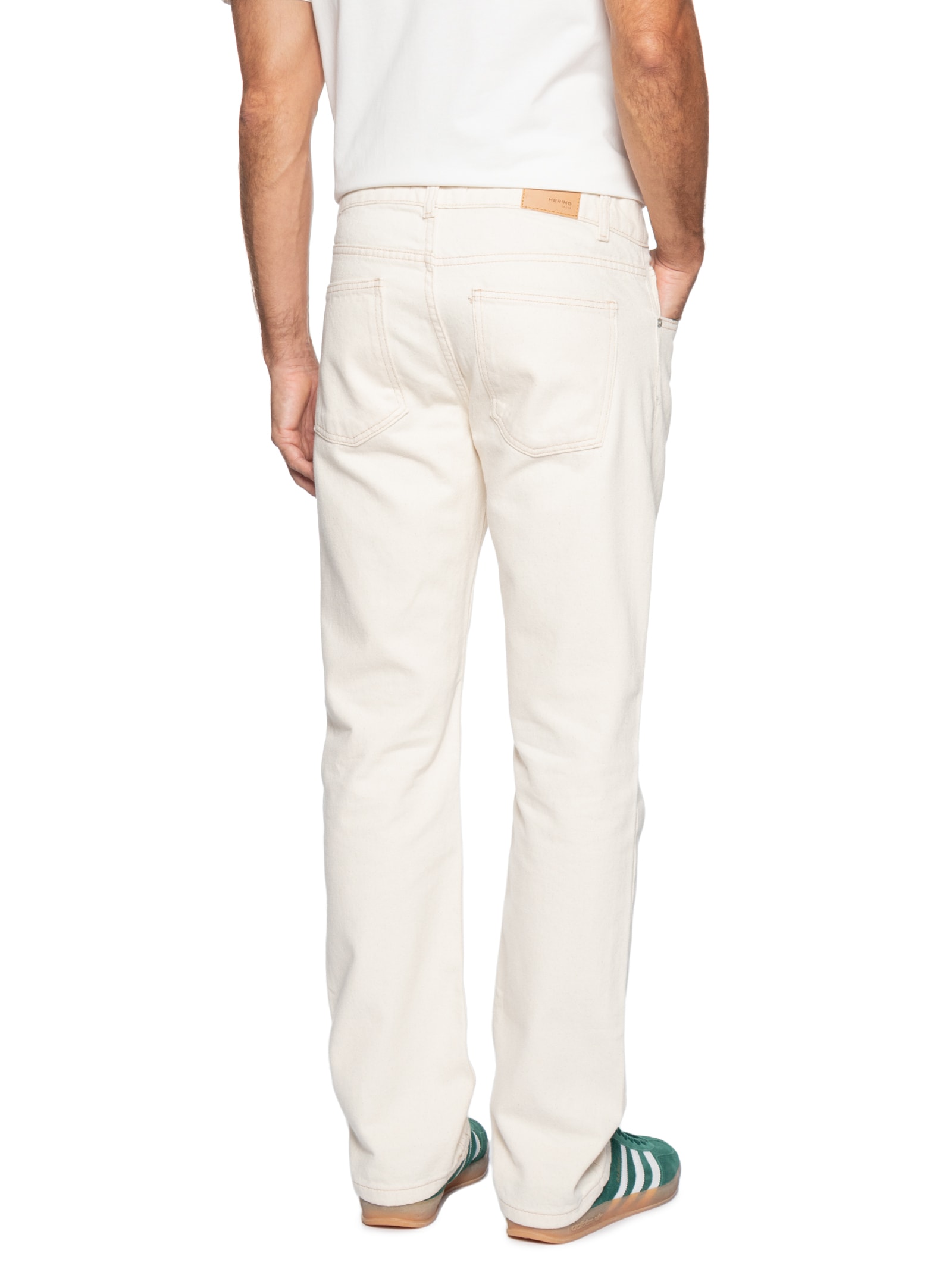 Calça Jeans Masculina Reta De Sarja Branco Hering