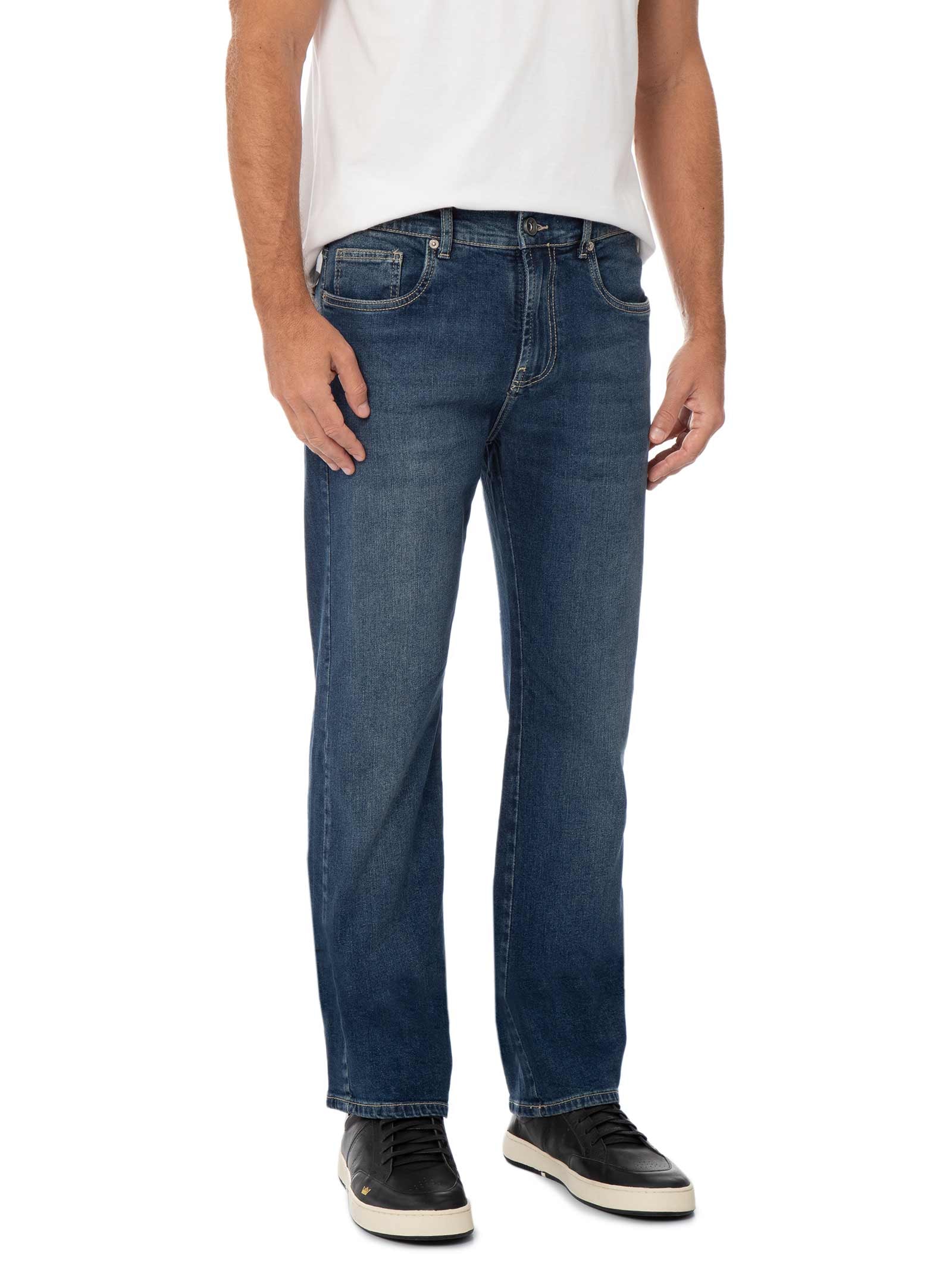 Calça Jeans Masculina Reta Regular Onda Média – Azul Foxton