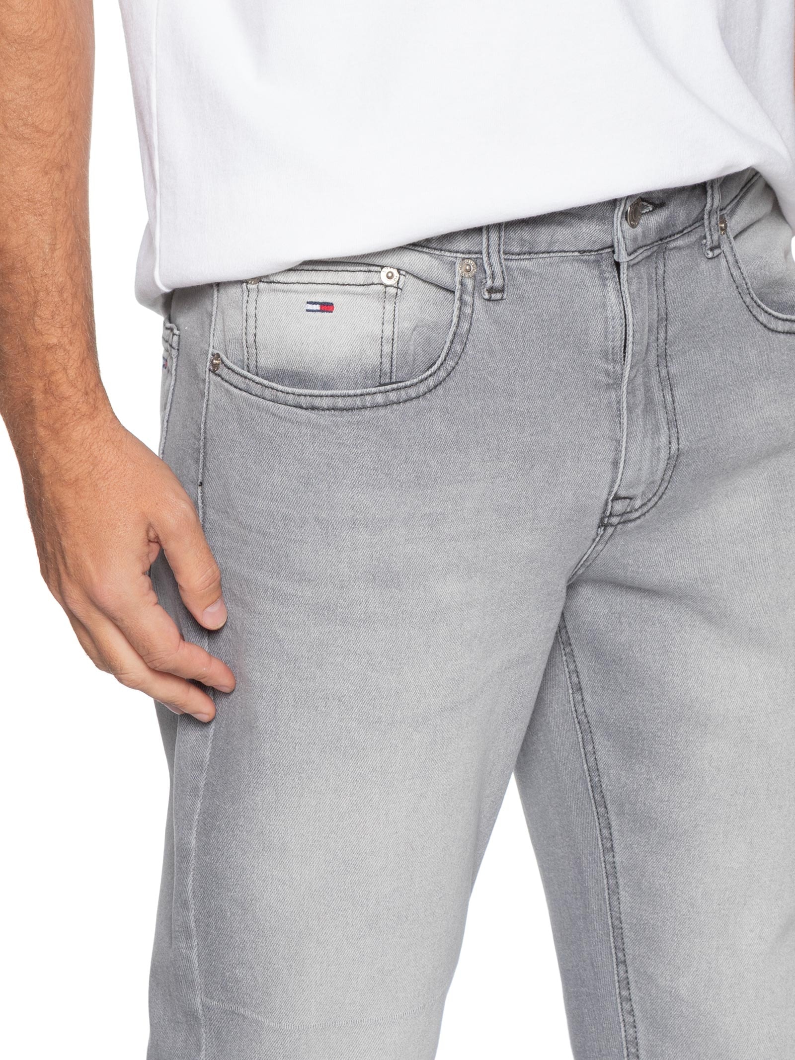 Calça Jeans Masculina Scanton DI1263 Slim Fit Com Elastano – Cinza Tommy Jeans