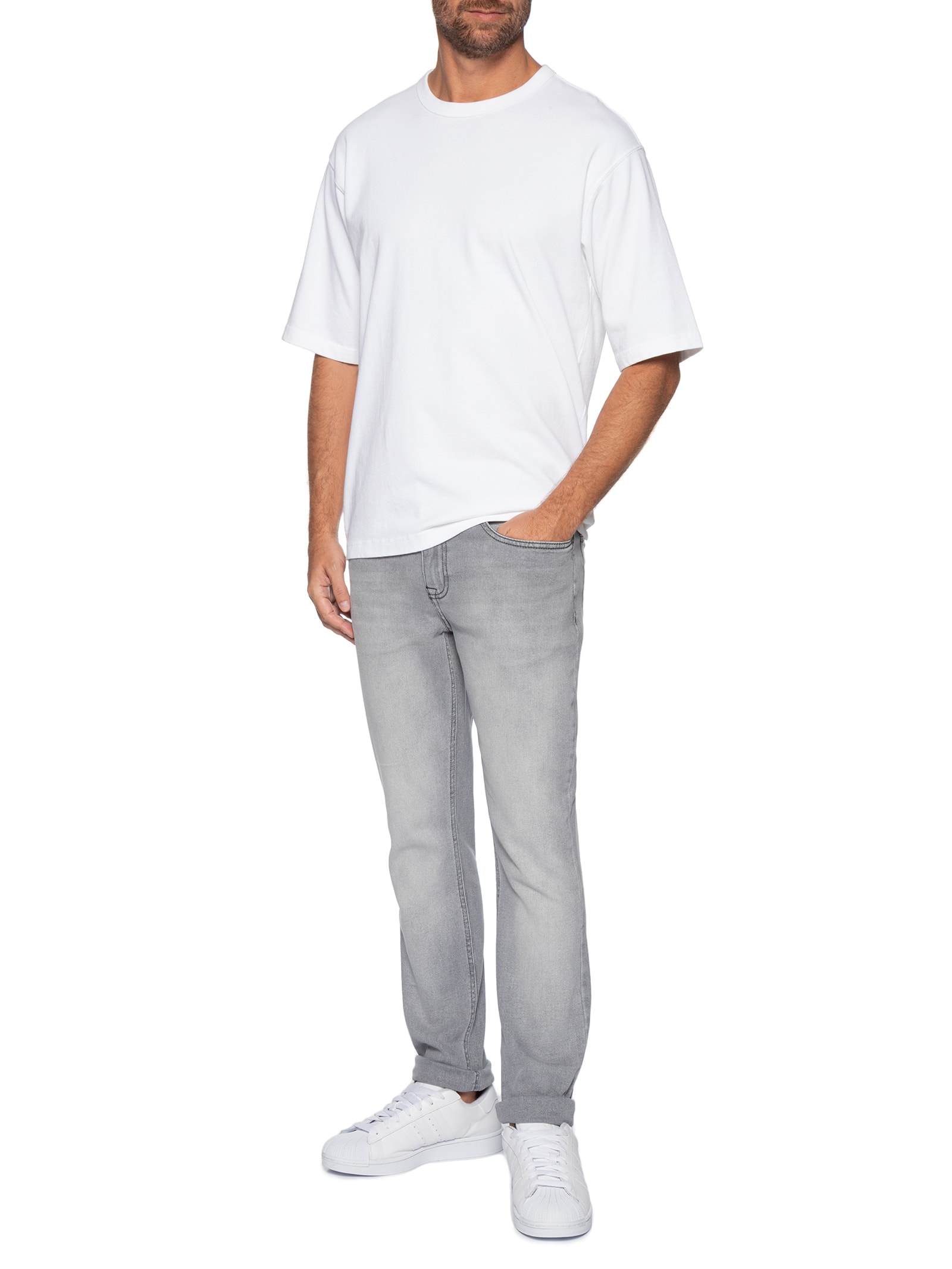 Calça Jeans Masculina Scanton DI1263 Slim Fit Com Elastano – Cinza Tommy Jeans
