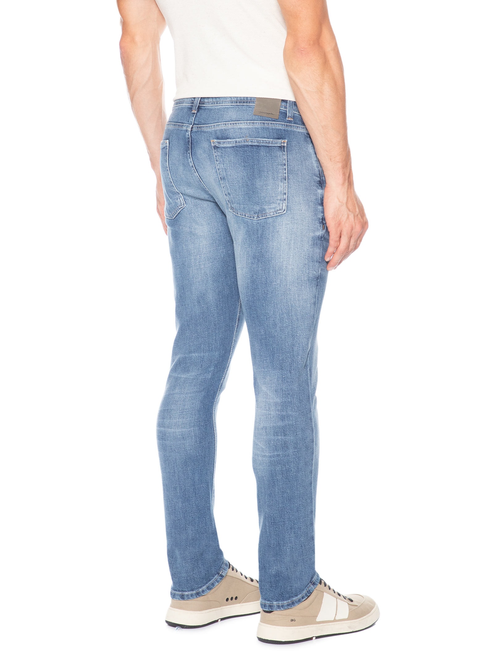 Calça Jeans Masculina Slim Fit Mid Wash Azul Pineapple