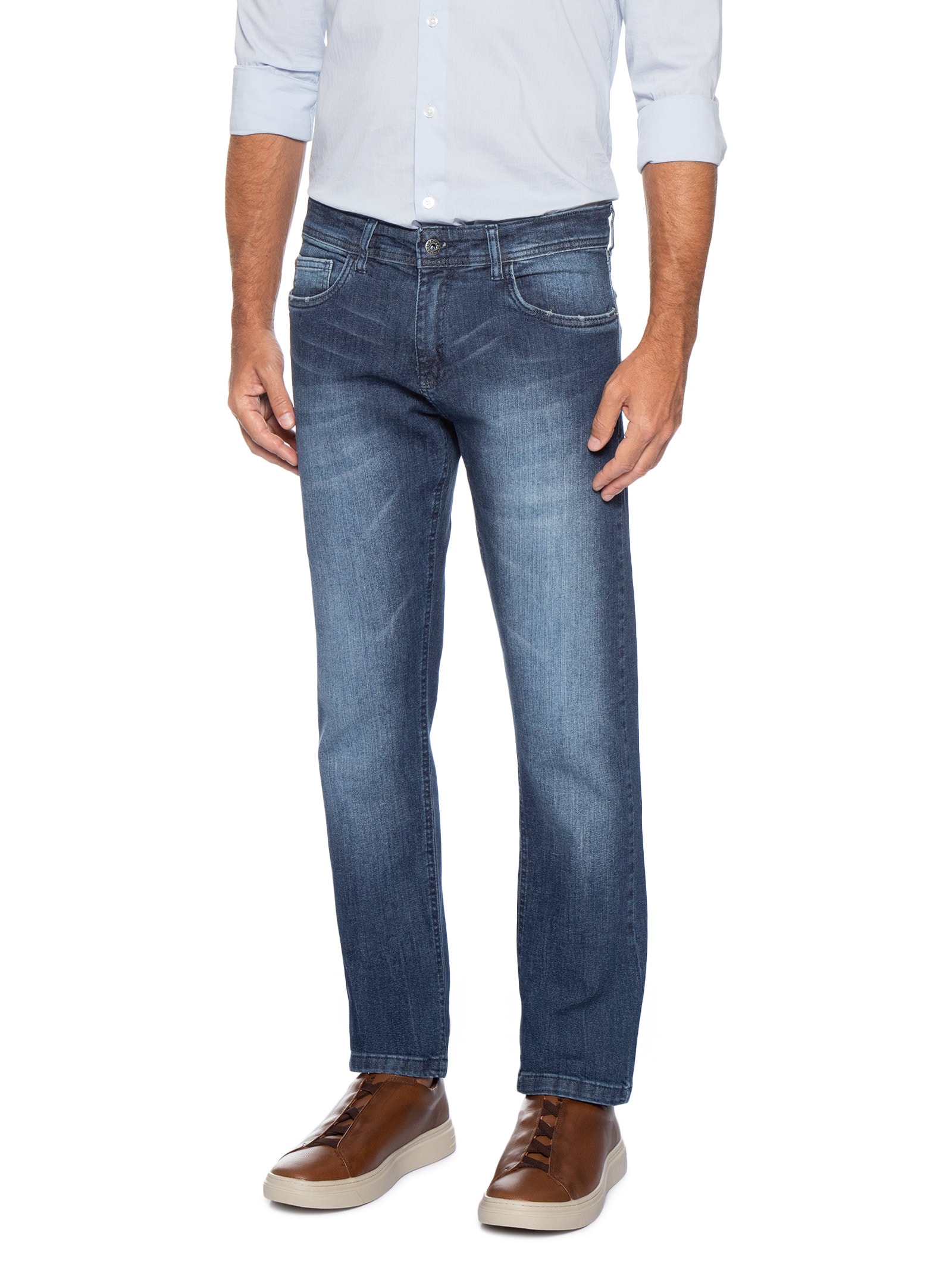 Calça Jeans Masculina Washed Dirty Slim Azul Sergio K