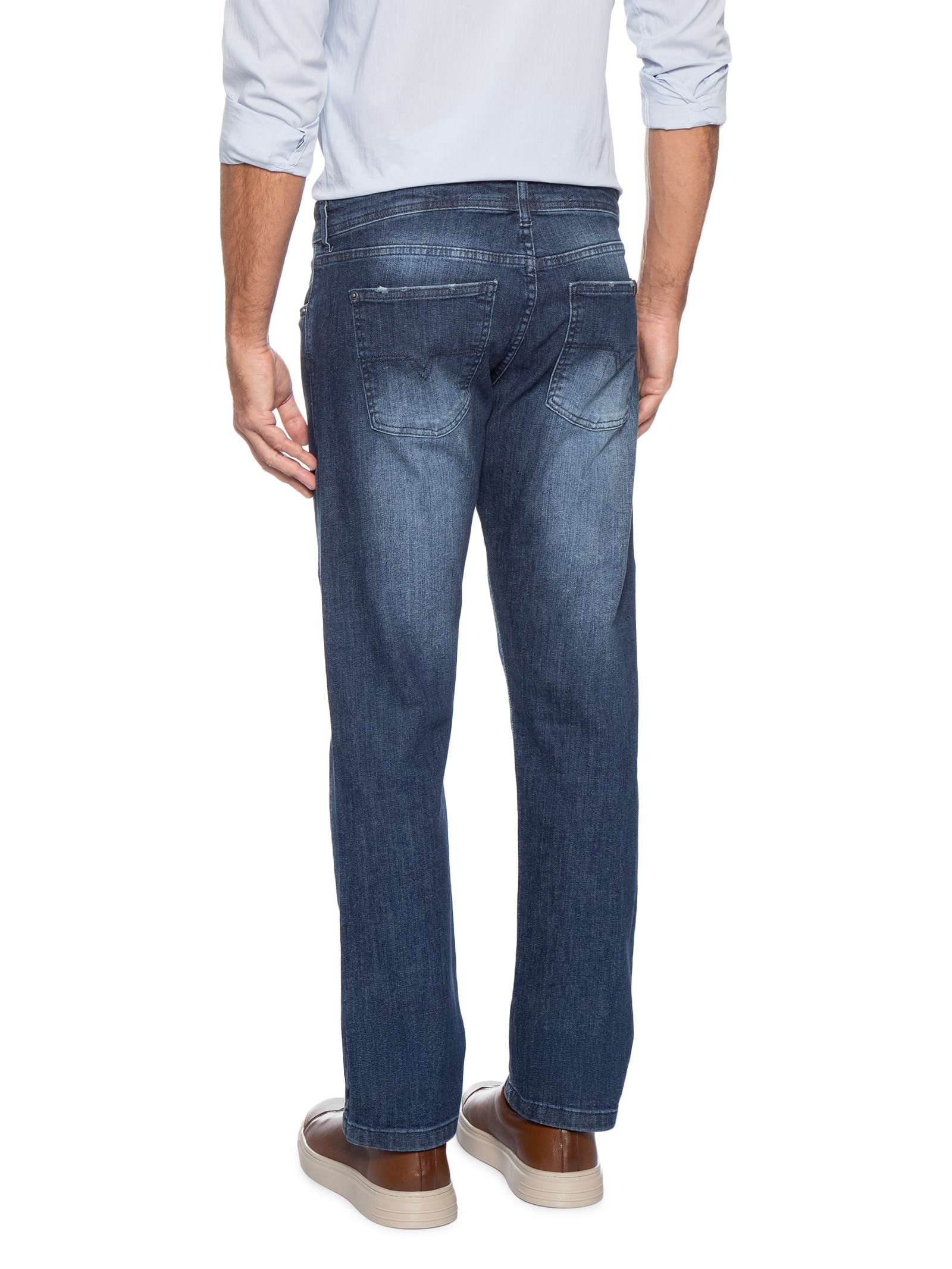 Calça Jeans Masculina Washed Dirty Slim Azul Sergio K