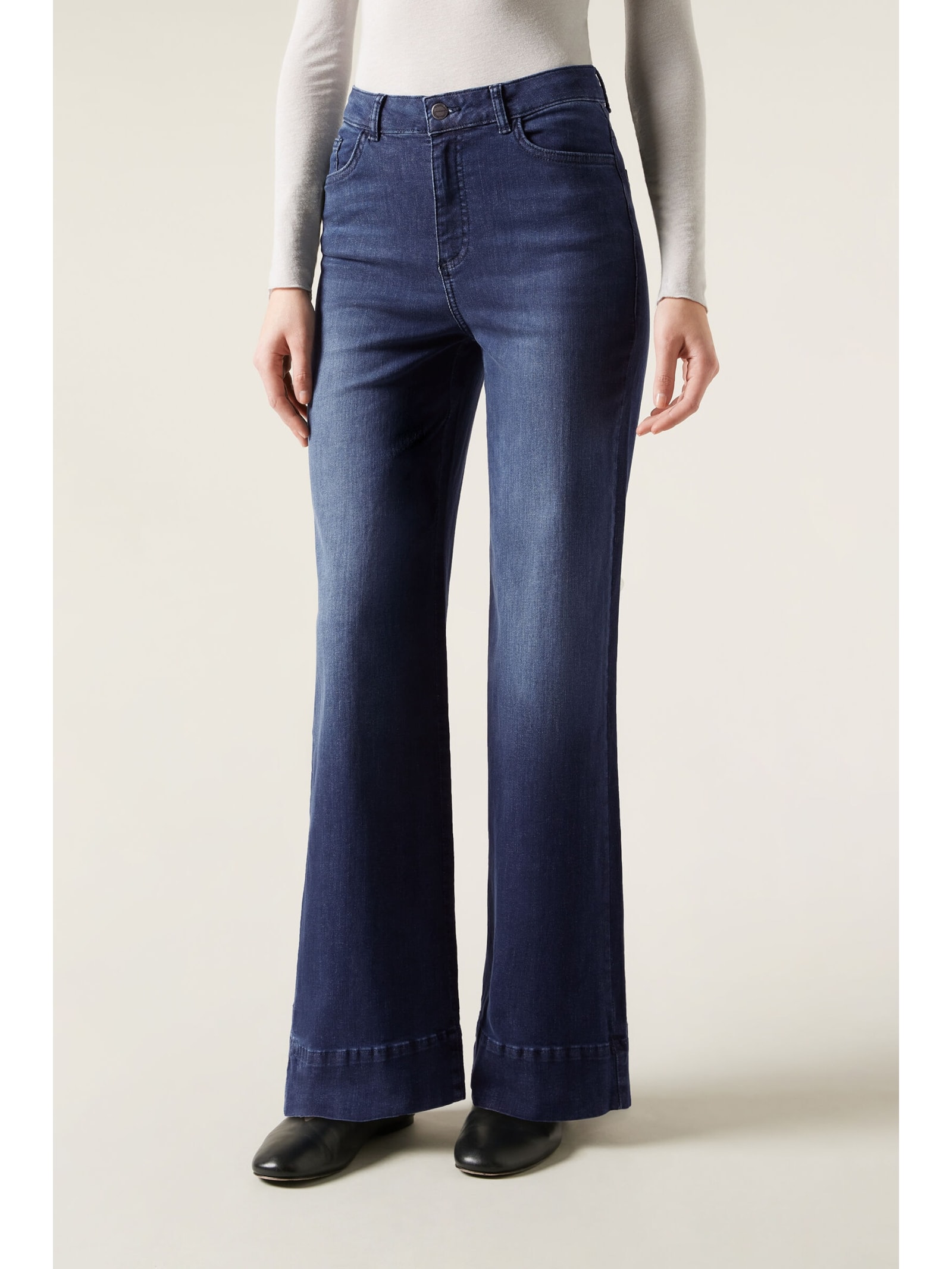 Calça Jeans Pantalona Em Algodão Azul Calzedonia