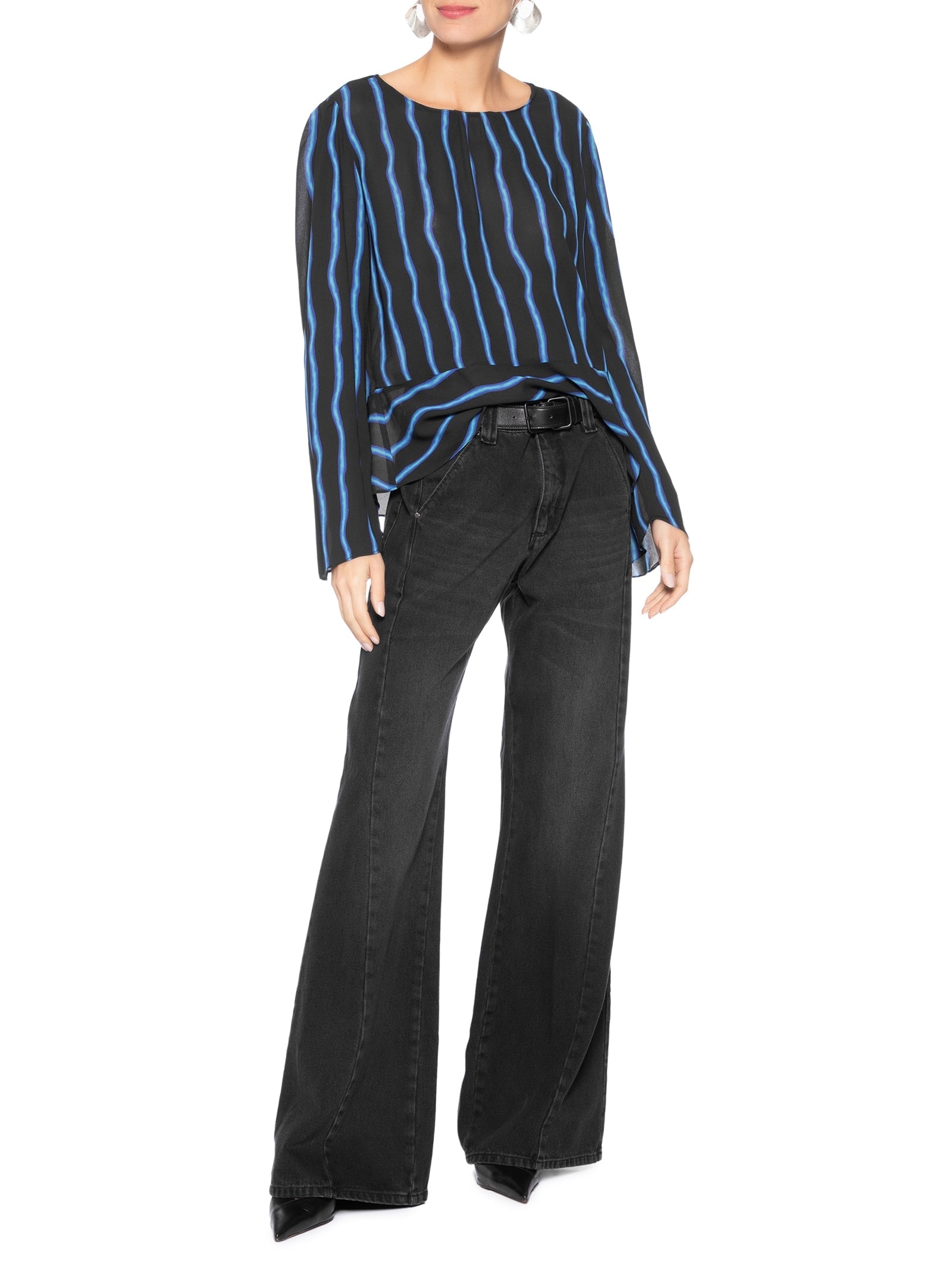 Calça Jeans Reta Cintura Baixa Feminina – Preto Animale