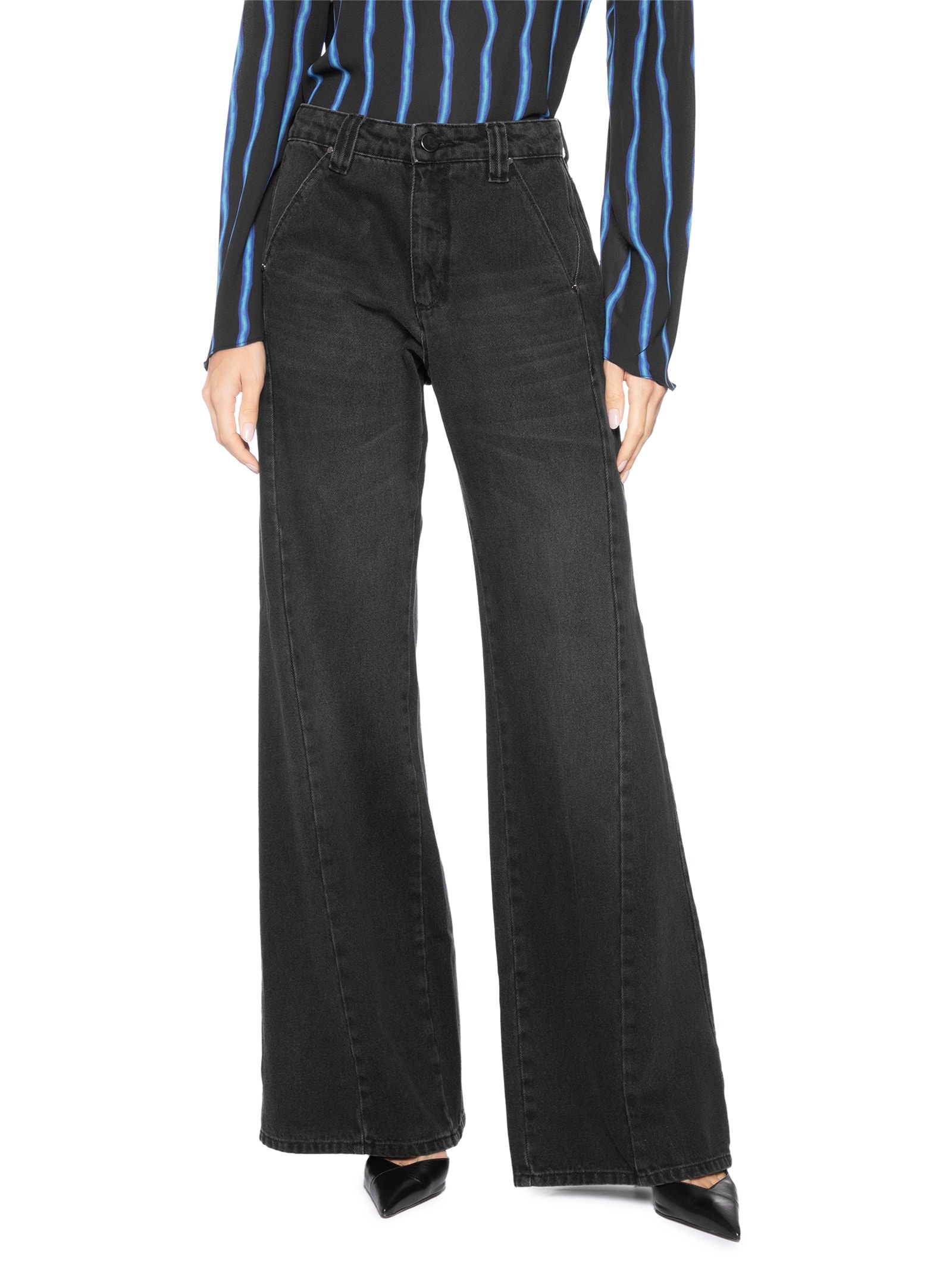 Calça Jeans Reta Cintura Baixa Feminina – Preto Animale