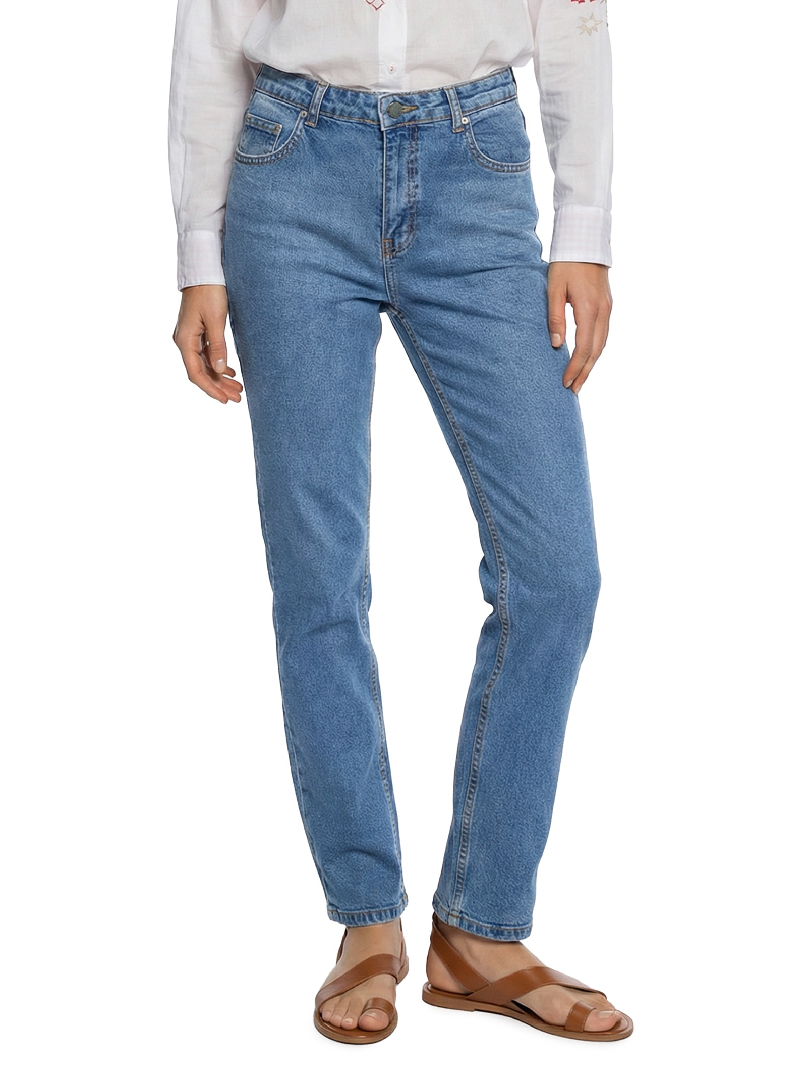 Calça Jeans Reta Fit Comfy Algodão Azul Cantão