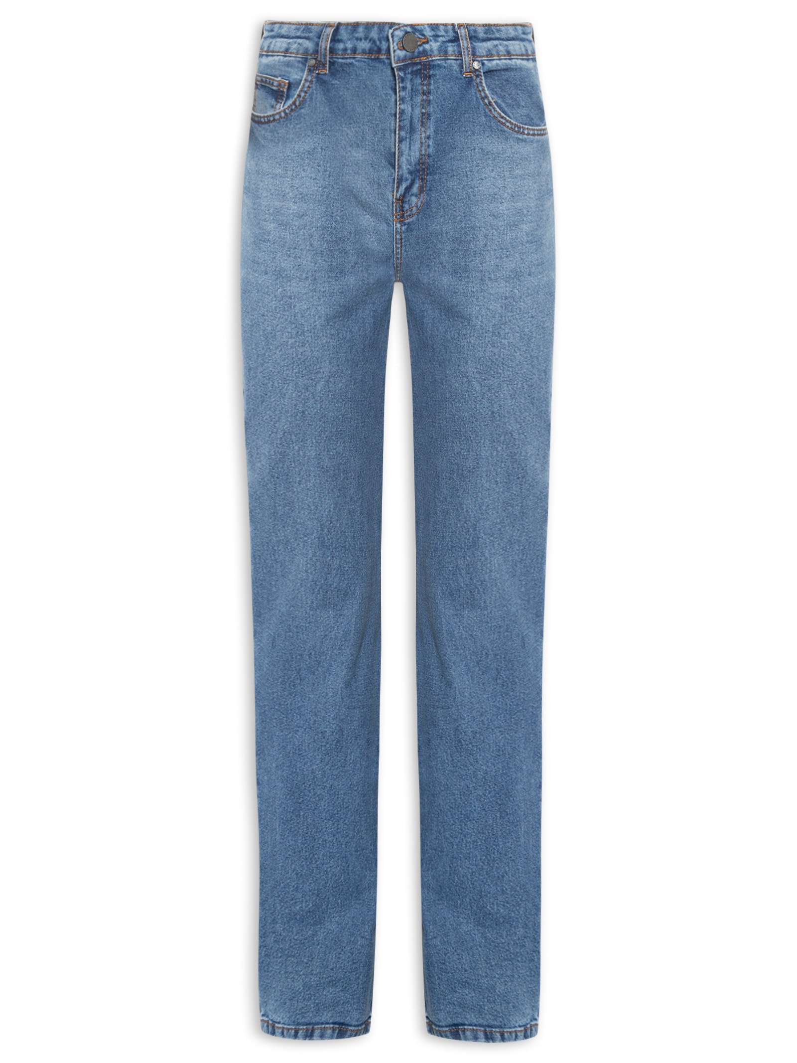 Calça Jeans Reta Fit Comfy Algodão Azul Cantão