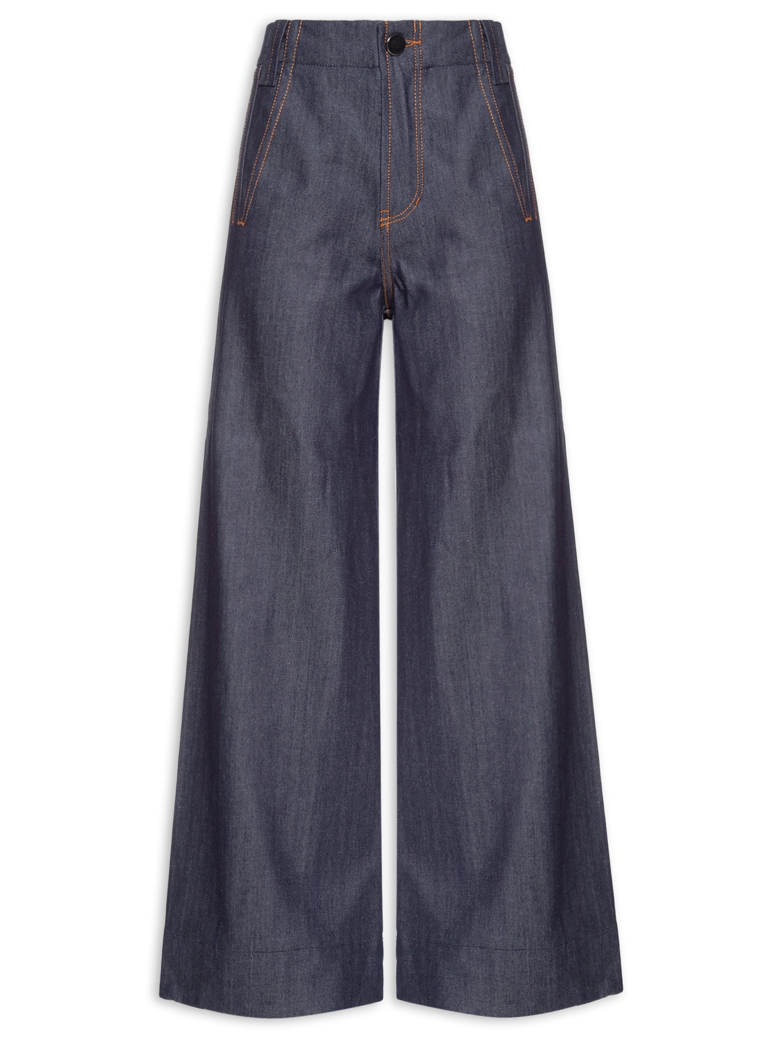Calça Jeans Reta Raw Cintura Alta Feminina – Azul Animale
