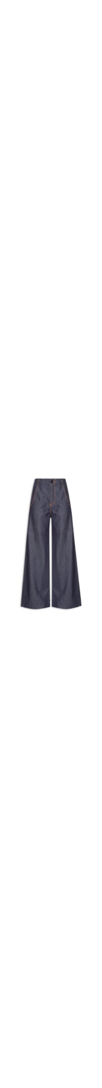 Calça Jeans Reta Raw Cintura Alta Feminina – Azul
