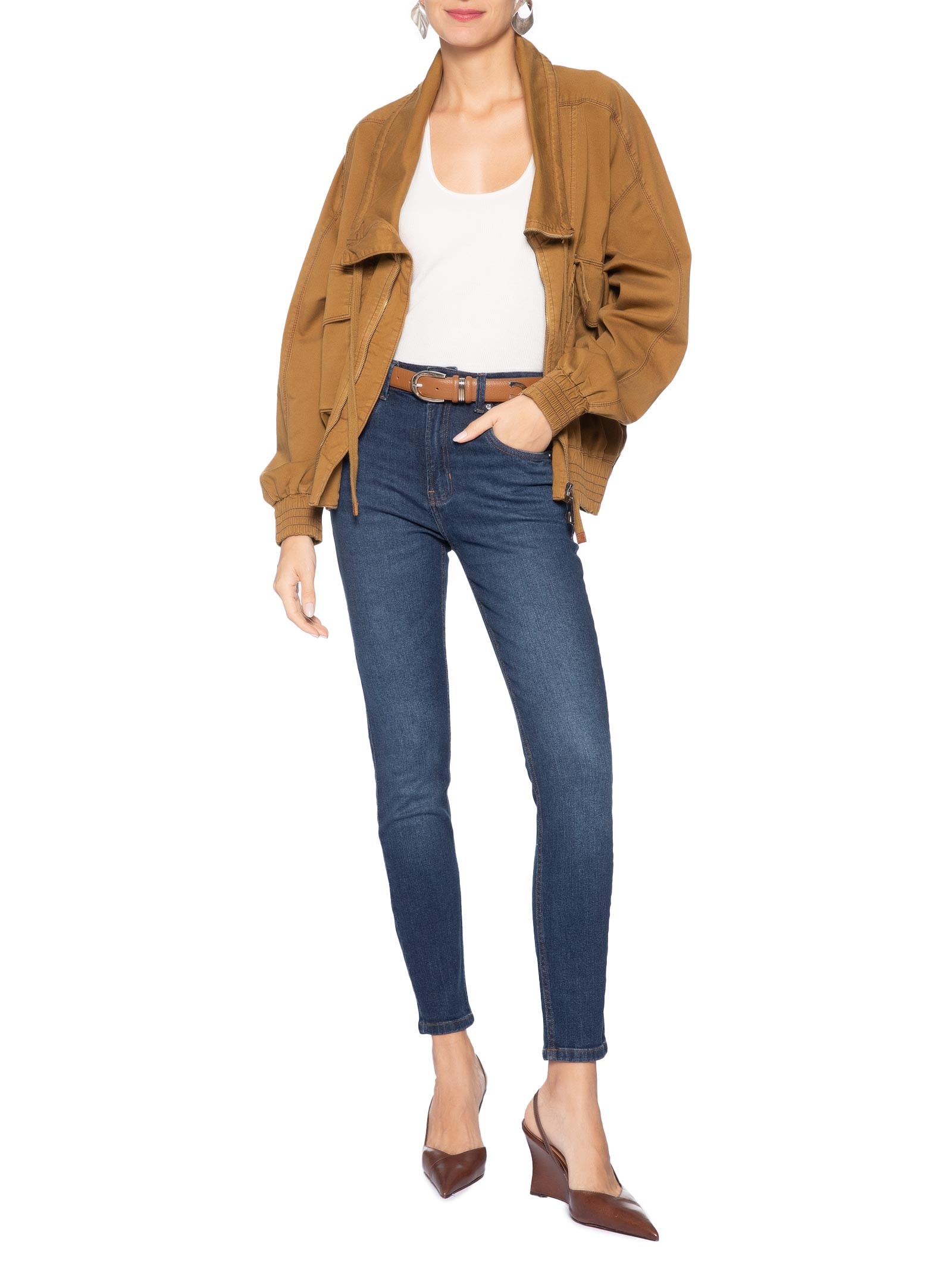 Calça Jeans Skinny Basic High Feminina Azul Animale