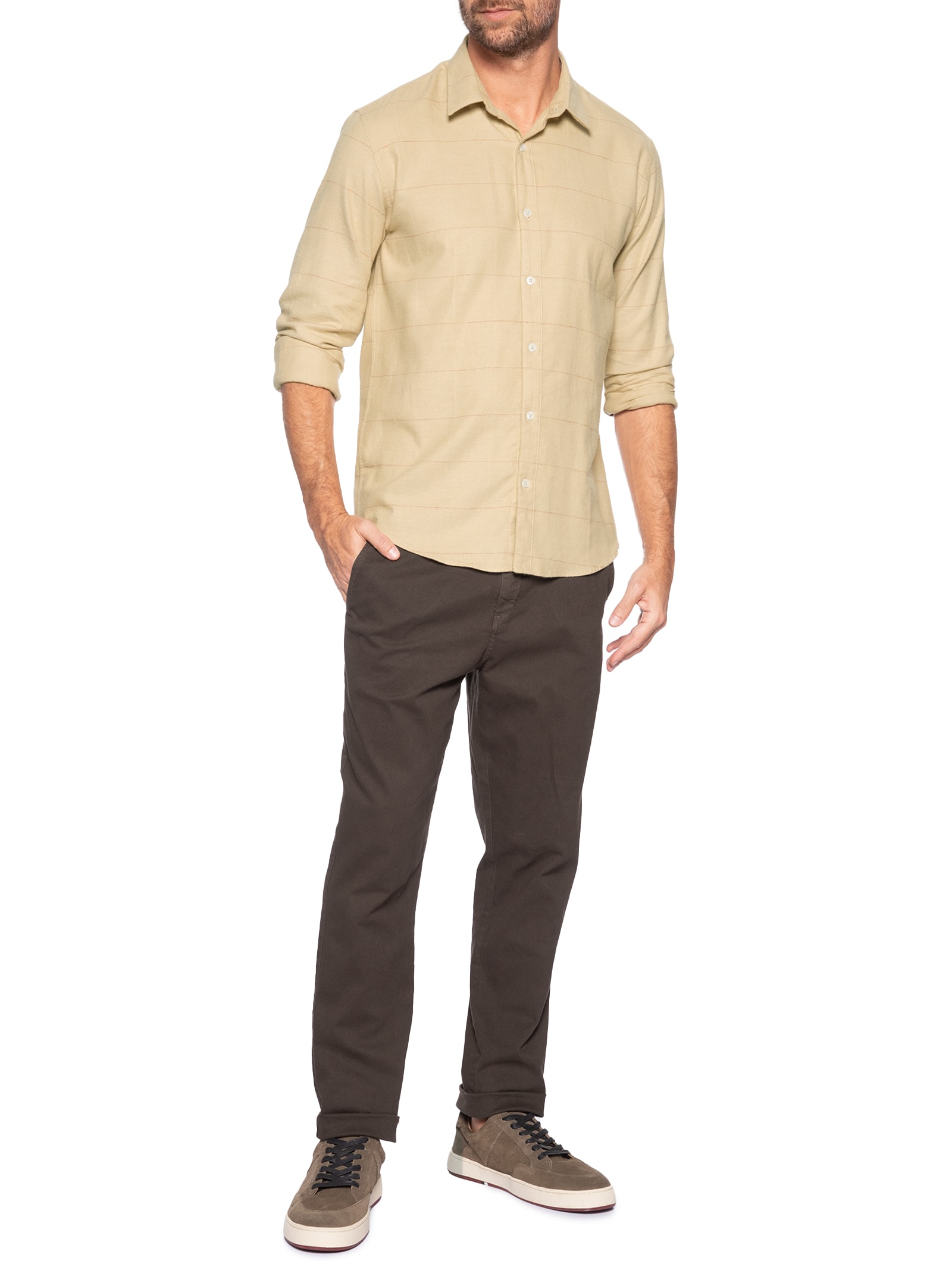 Calça Jeans Slim Masculina Chino II – Marrom Foxton