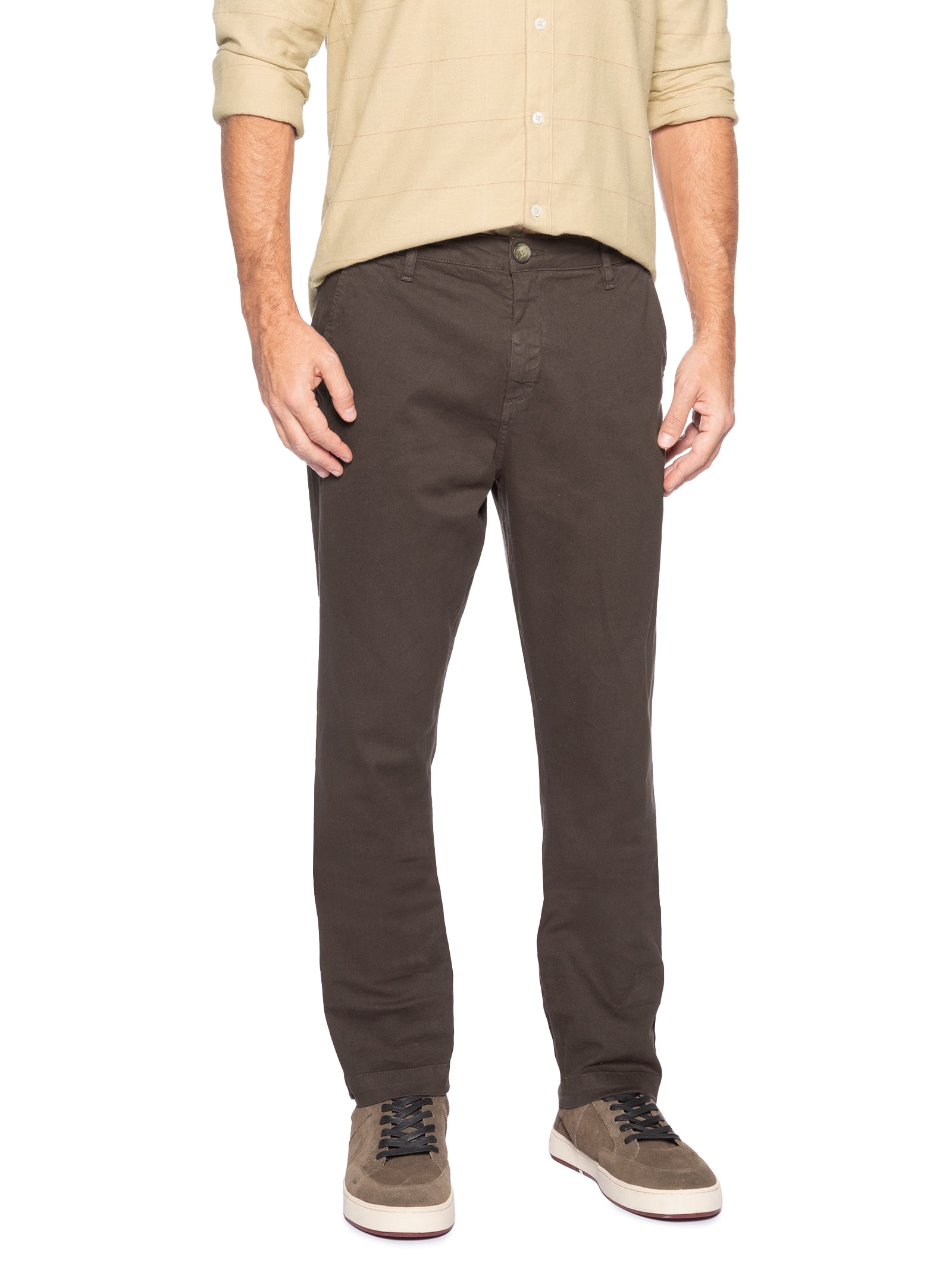 Calça Jeans Slim Masculina Chino II – Marrom Foxton