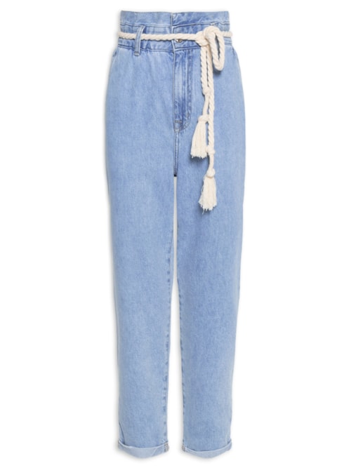 Calça Jeans Slouchy Com Cordão – Azul