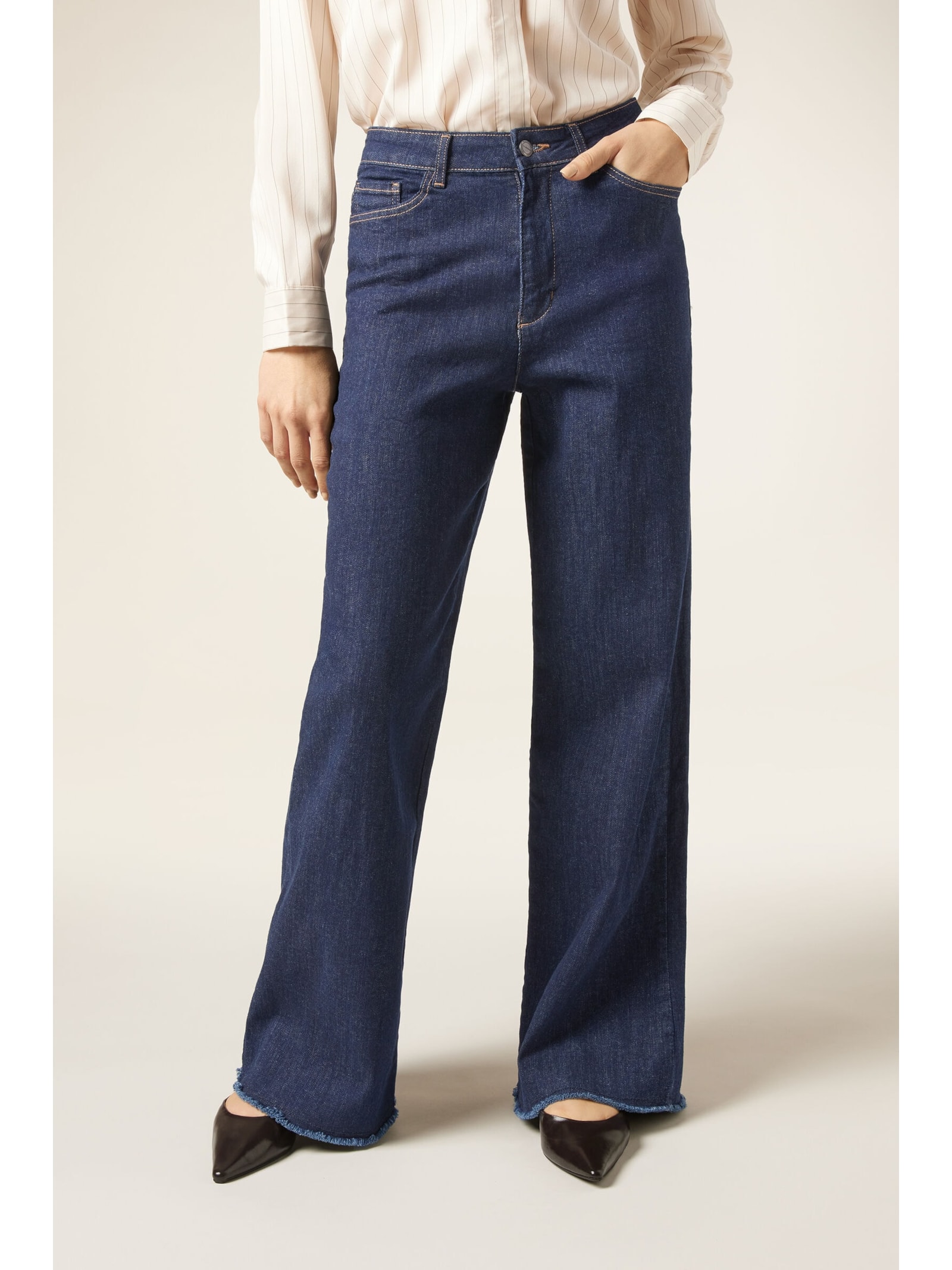 Calça Jeans Wide Leg Stretch Azul Calzedonia