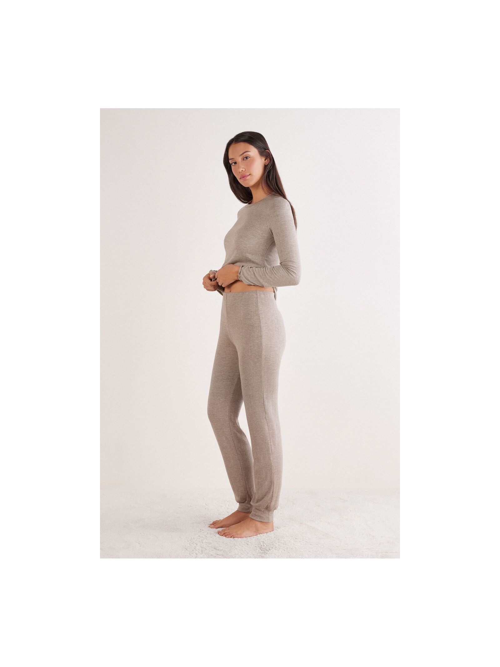 Calça Jogger Em Modal Com Cashmere Luxury Softness Marrom Intimissimi