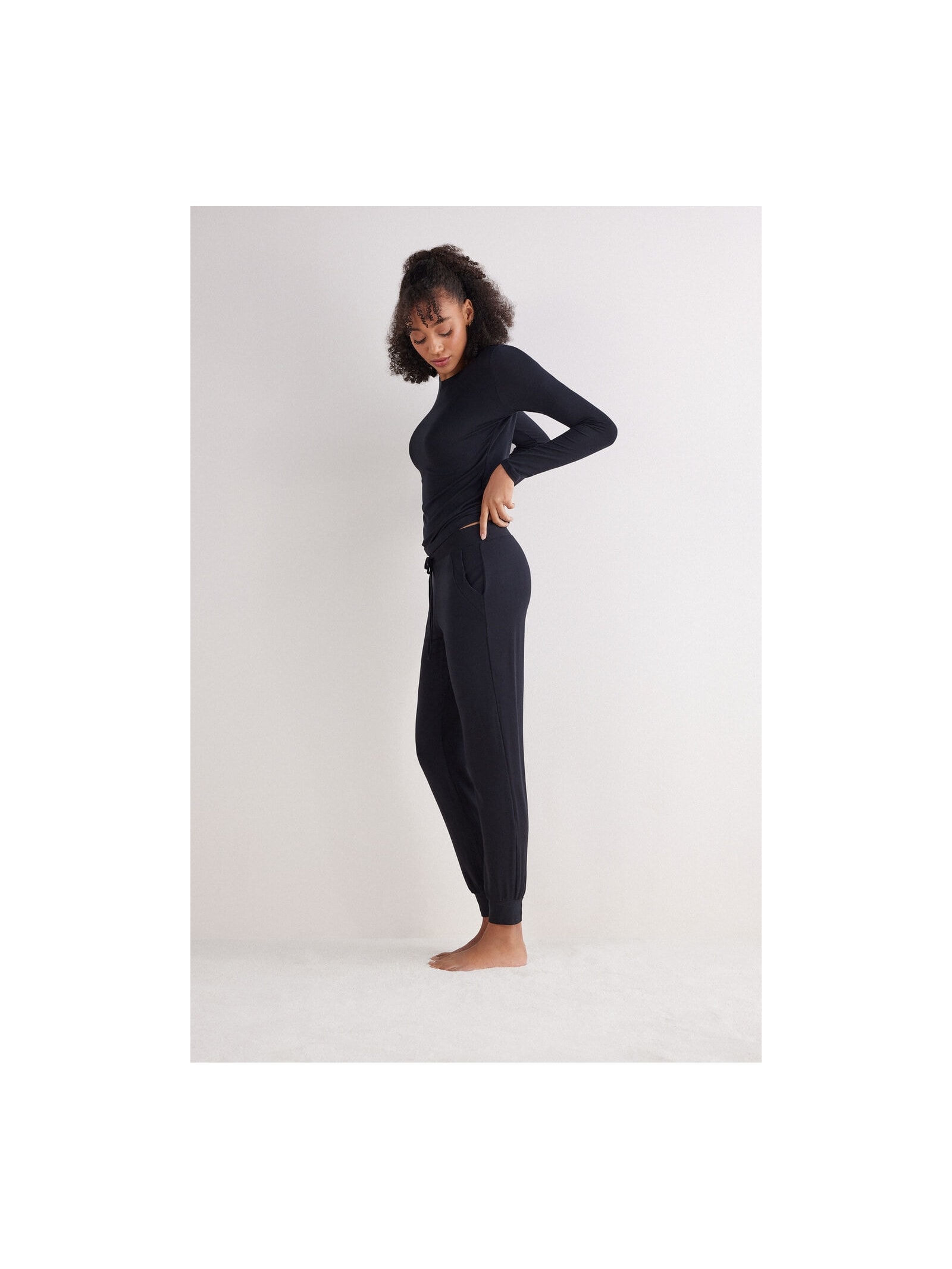Calça Jogger Em Modal Preto Intimissimi