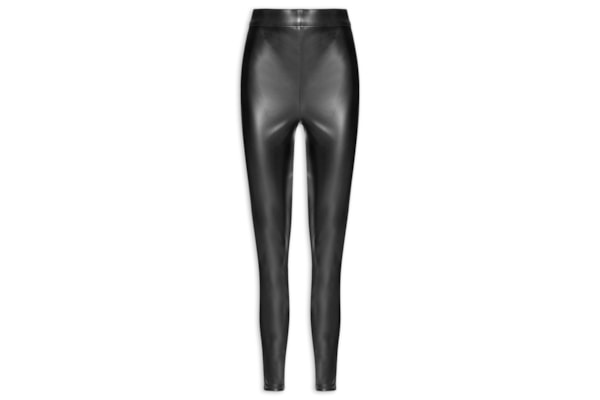 Calça Legging Feminina Cintura Média Zíper Lateral - Preto