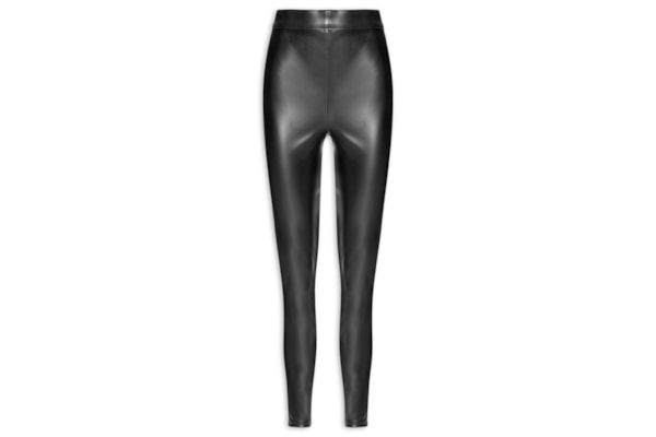 Calça Legging Feminina Cintura Média Zíper Lateral - Preto