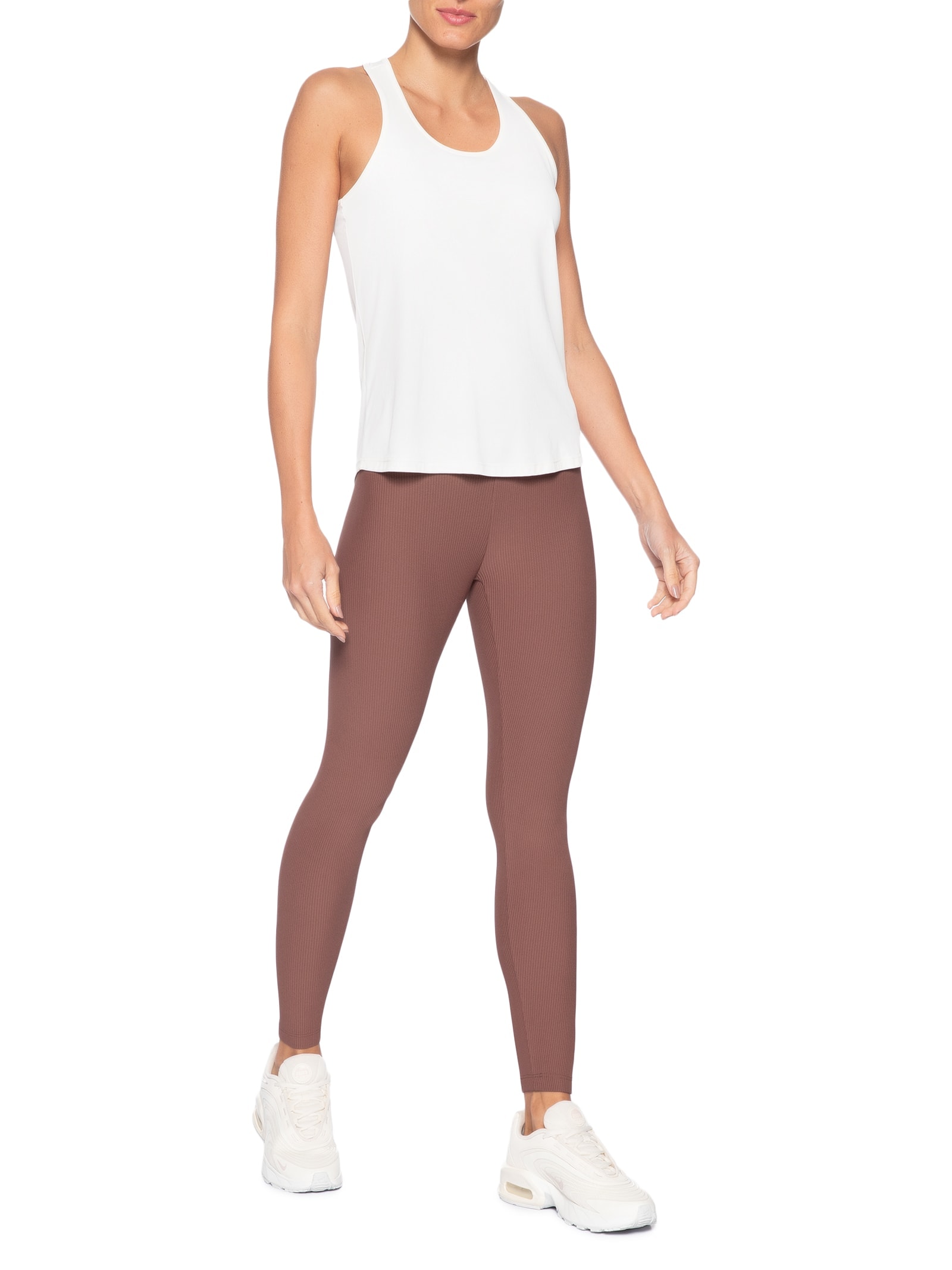 Calça Legging Feminina Life Ribbed III Marrom Fila
