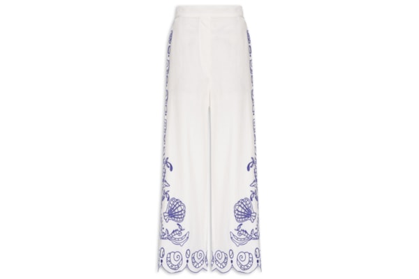 Calça Lenço Bordado Sonho do Mar - Branca