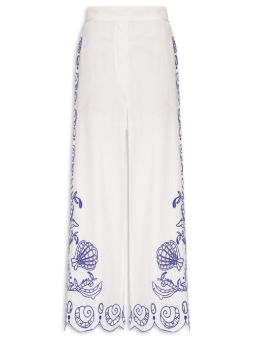 Calça Lenço Bordado Sonho do Mar – Branca