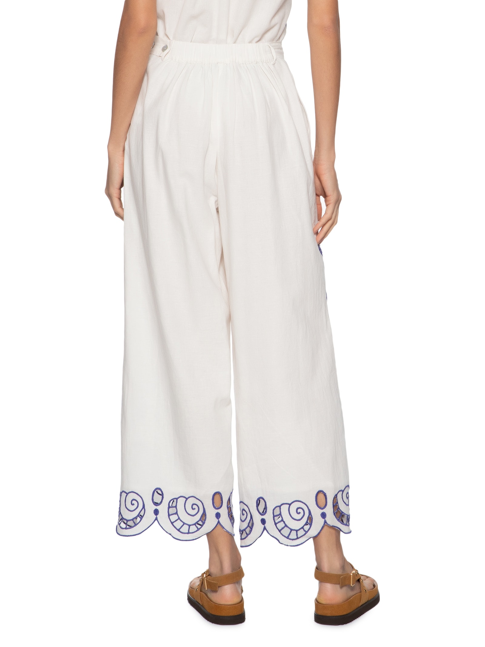 Calça Lenço Bordado Sonho do Mar Branca Farm