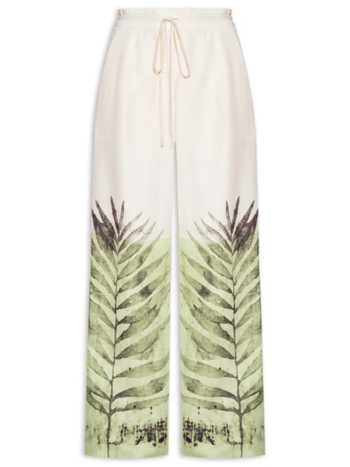 Calça Linho Estampada – Branco