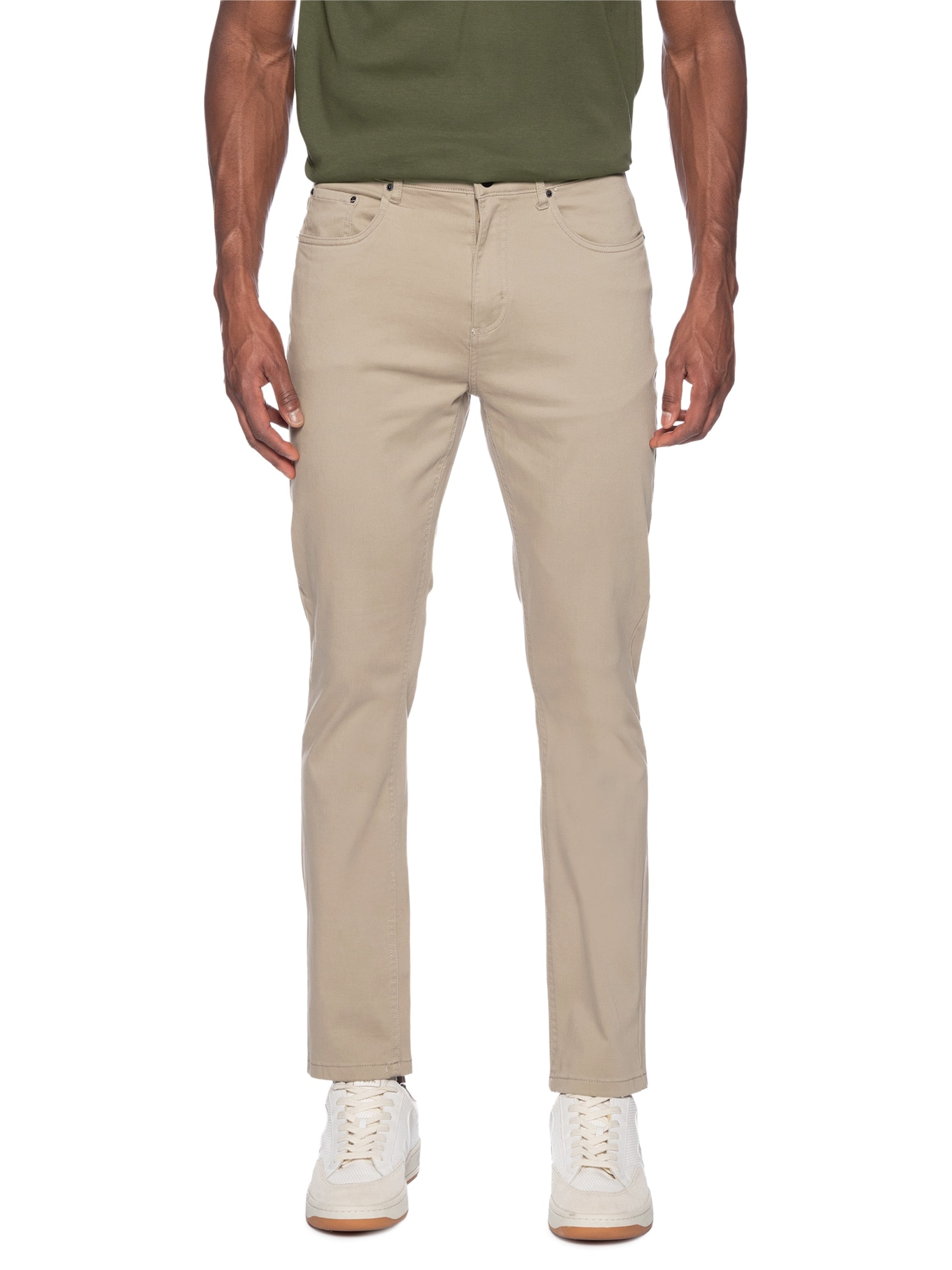 Calça Masculina 5 Pockets Chino Slim Fit Color Comfort Marrom Aramis