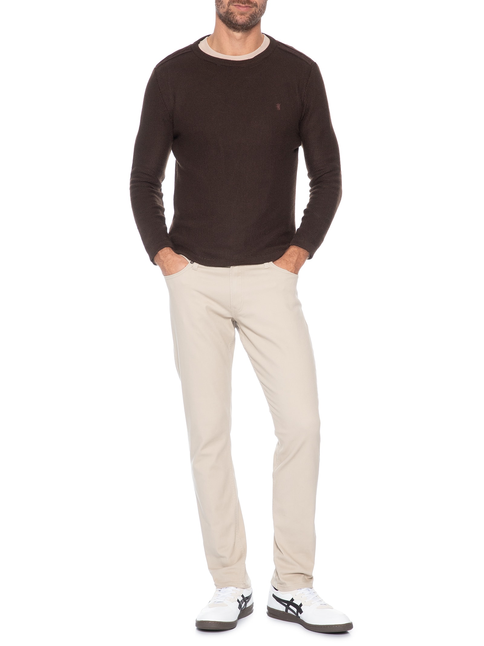 Calça Masculina 5 Pockets Glenn Dylan Original Bege Jack & Jones