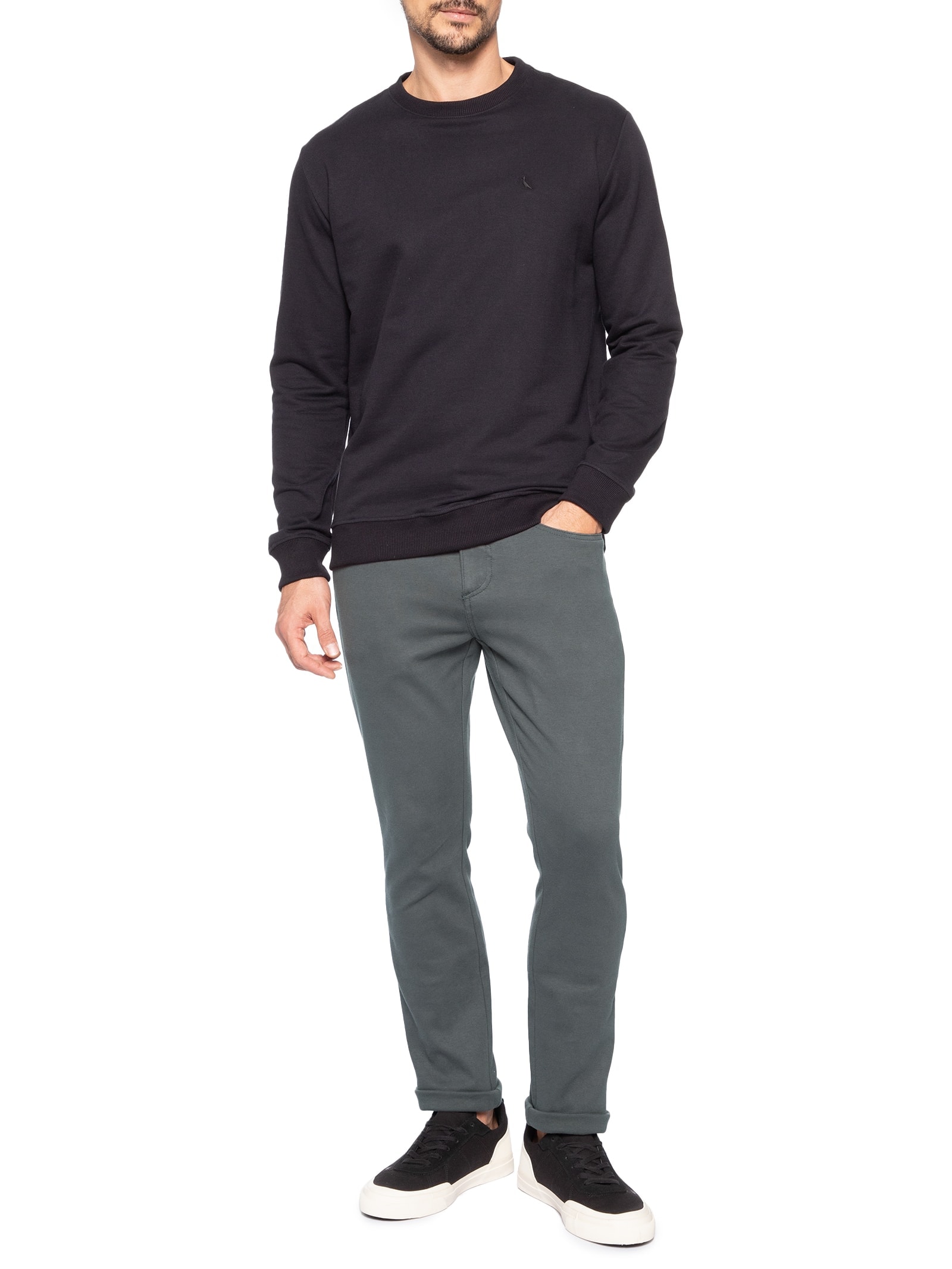 Calça Masculina 5 Pockets Moletom Cinza Reserva