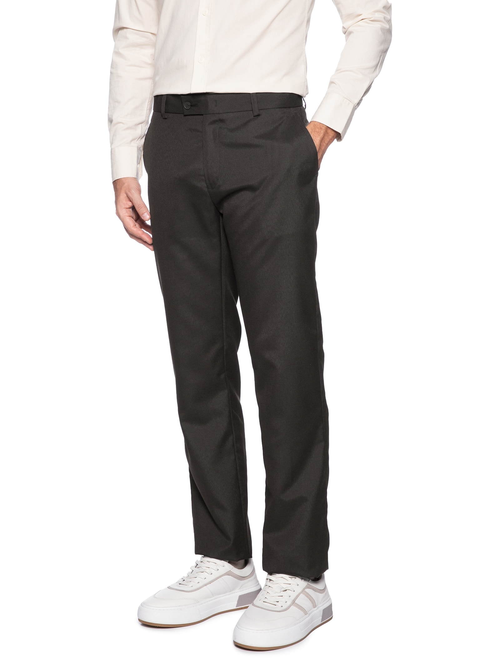 Calça Masculina Alfaiataria Maquinetada Galles Slim Marrom '2 Essential