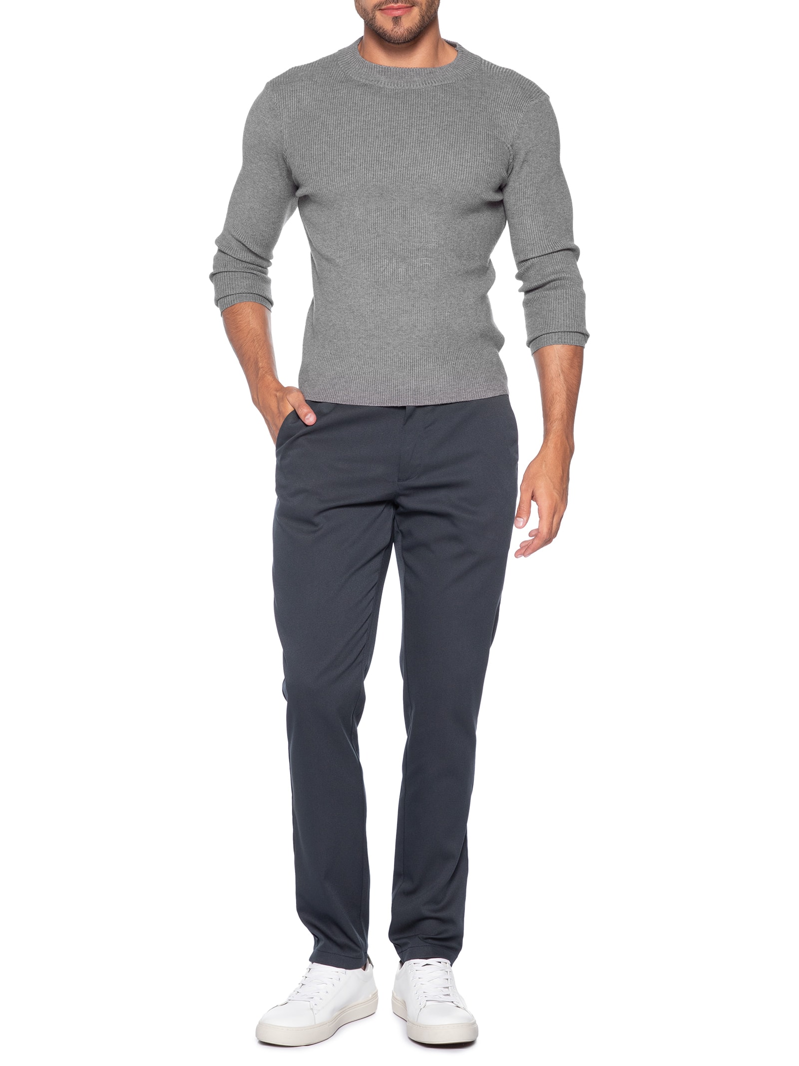 Calça Masculina Alfaiataria Moderna Reta – Azul '2 Essential
