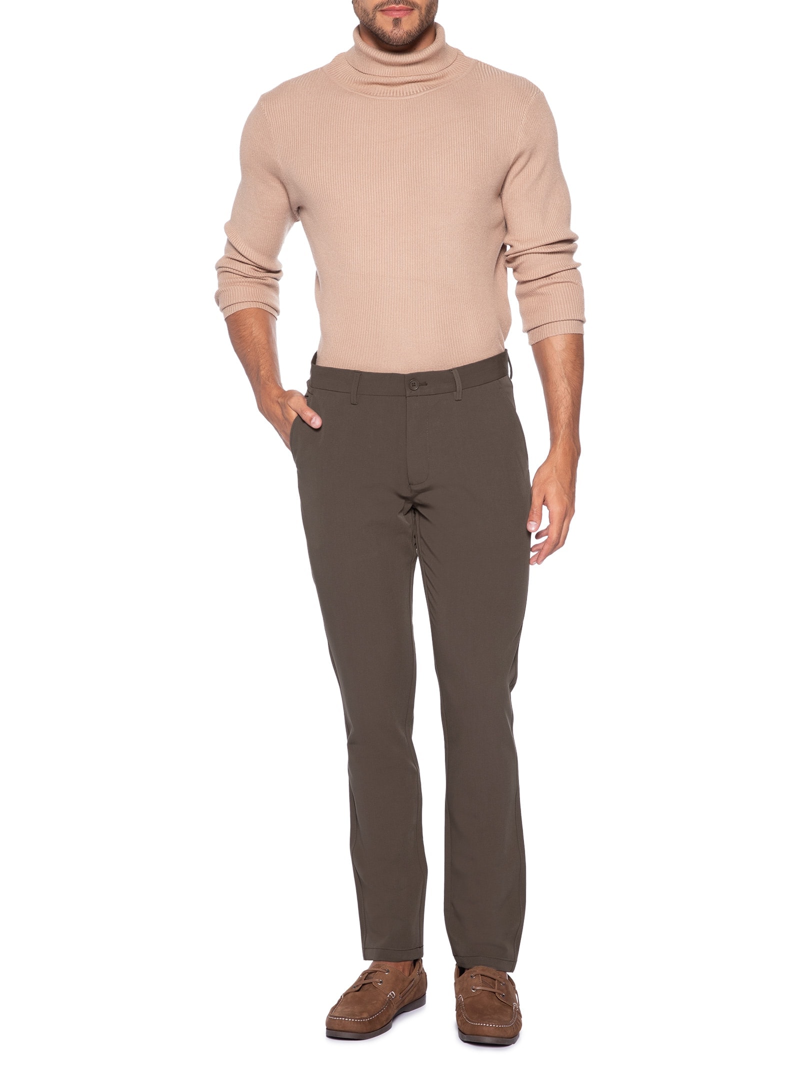 Calça Masculina Alfaiataria Moderna Reta – Marrom '2 Essential