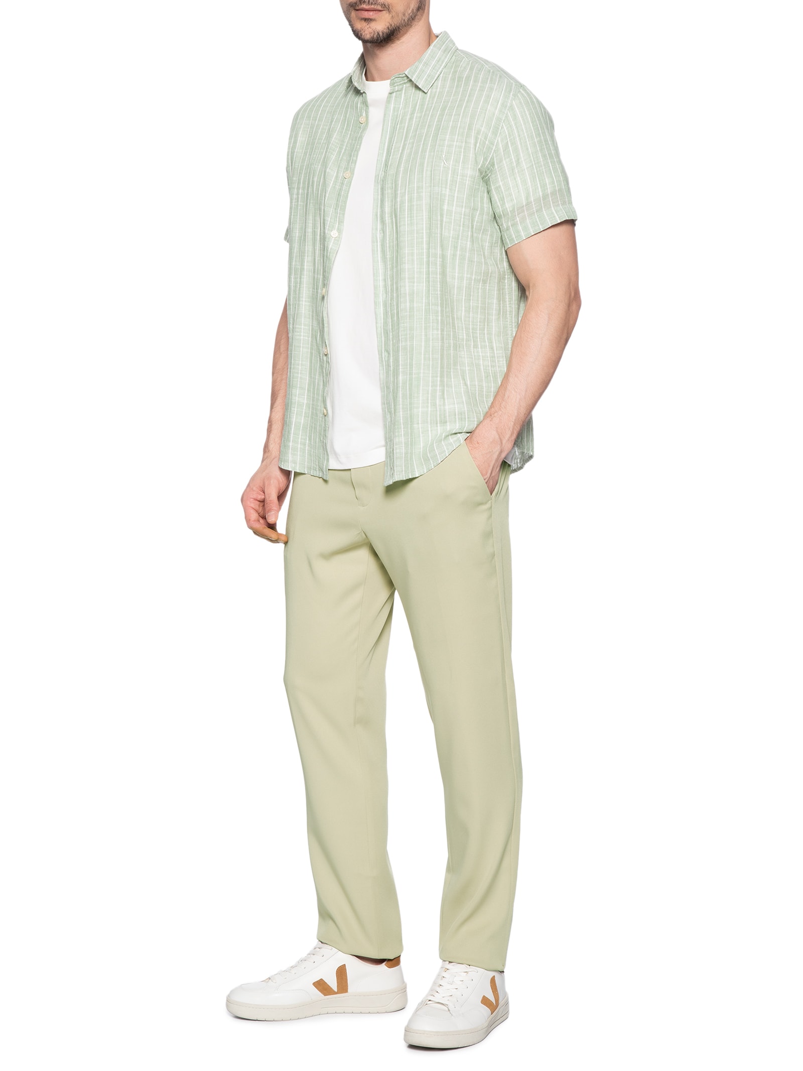 Calça Masculina Alfaiataria Moderna Two Bege '2 Essential