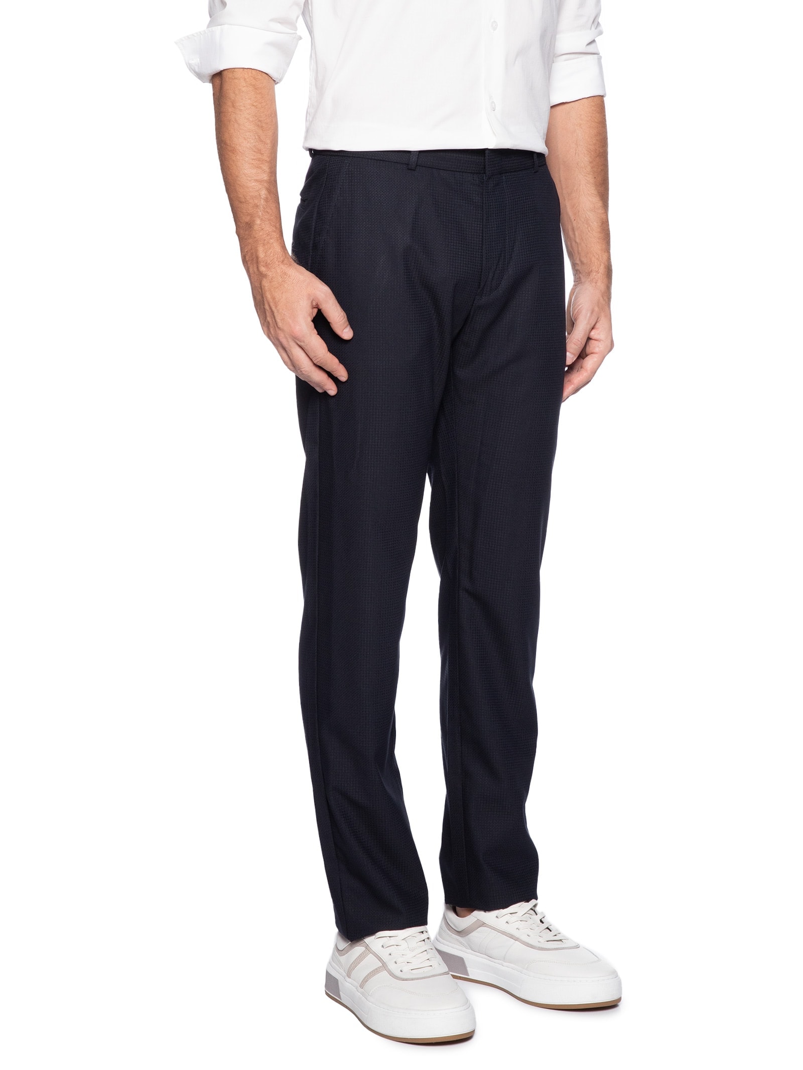 Calça Masculina Alfaiataria Padronagem Slim Azul '2 Essential